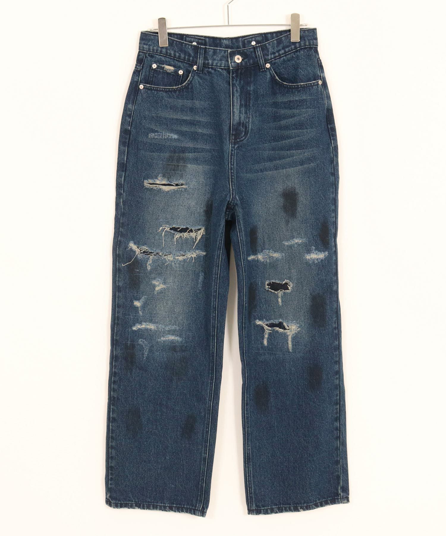 30%OFF【CAMBIO(カンビオ)】Relax Straight Distressed Denim Pants