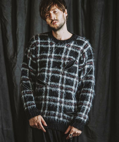 50%OFF【NO ID.(ノーアイディー)】 ZIPﾁｪｯｸﾆｯﾄBIG-PO(455010-908K 