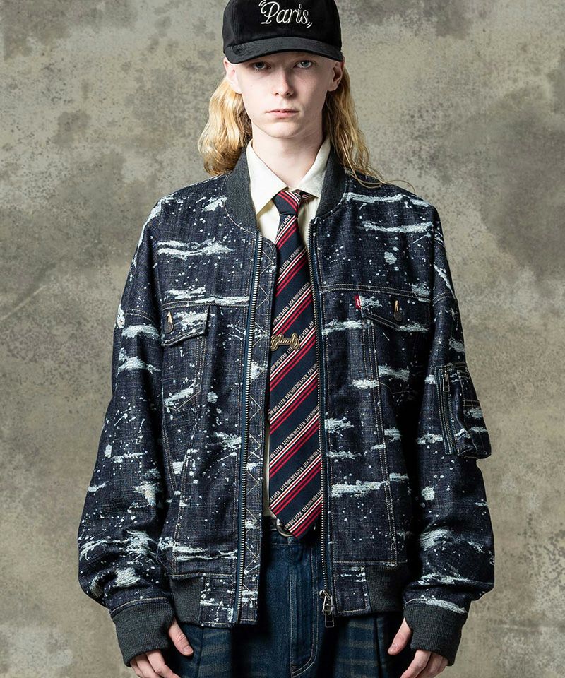 glamb(グラム)】Splash Jacquard Denim MA-1 スプラッシュジャガード 