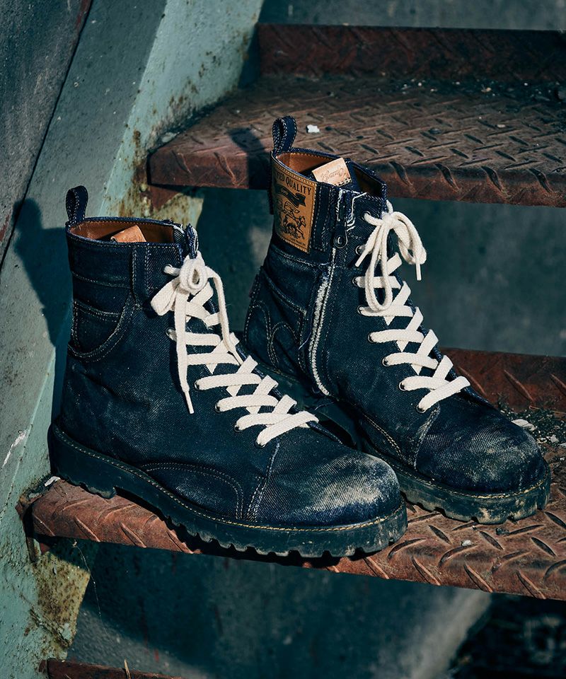 30%OFF【glamb(グラム)】Oiled Denim Boots オイルドデニムブーツ