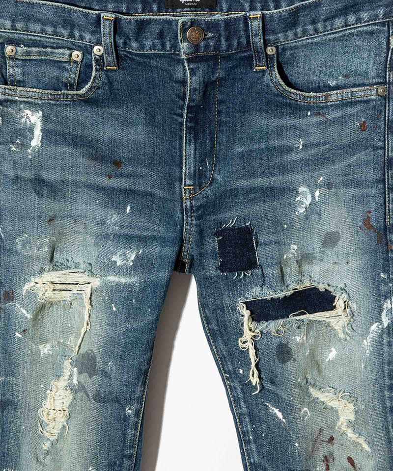 glamb グラム パッチワーク リペア加工 スキニーデニム L 日本製ジーンズ glamb(グラム)】Heavy Remake Stretch Denim ヘヴィリメイクストレッチ