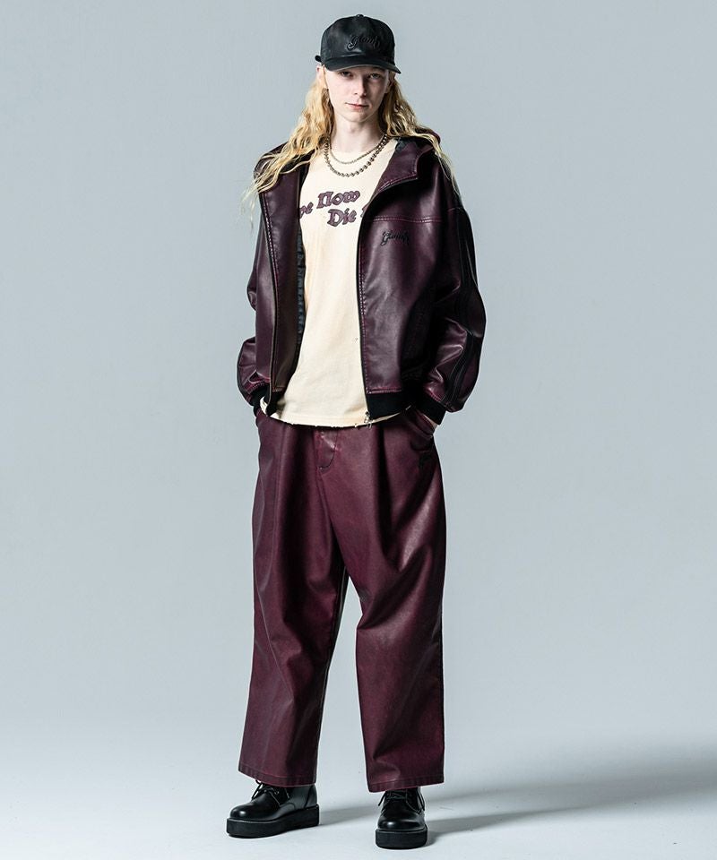 glamb(グラム)】Synth Leather Track Pants シンセレザートラック