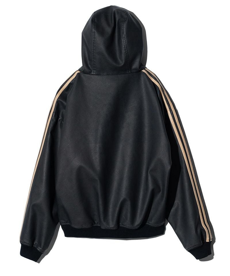 B*O様 00s y2k【glamb／グラム】シープスキン シングルライダースジ glamb(グラム)】Synth Leather Hooded Track Jacket シンセレザー