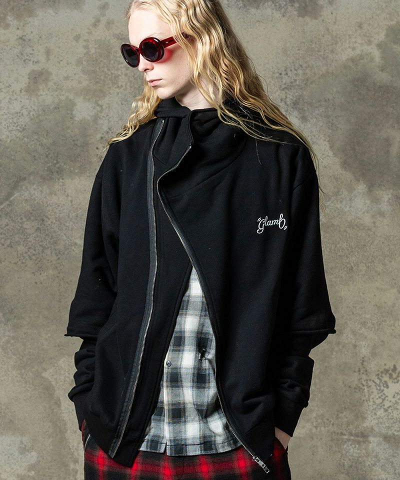 glamb(グラム)】Asymmetry Layered Hoodie アシンメトリーレイヤード