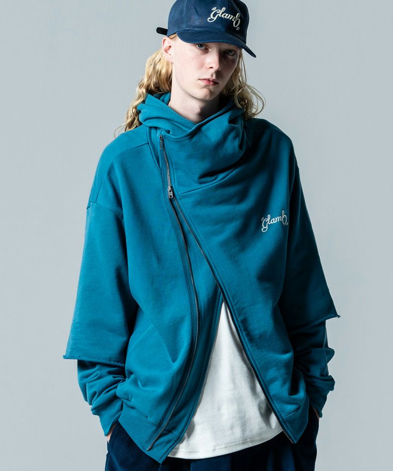 glamb(グラム)】Asymmetry Layered Hoodie アシンメトリーレイヤード