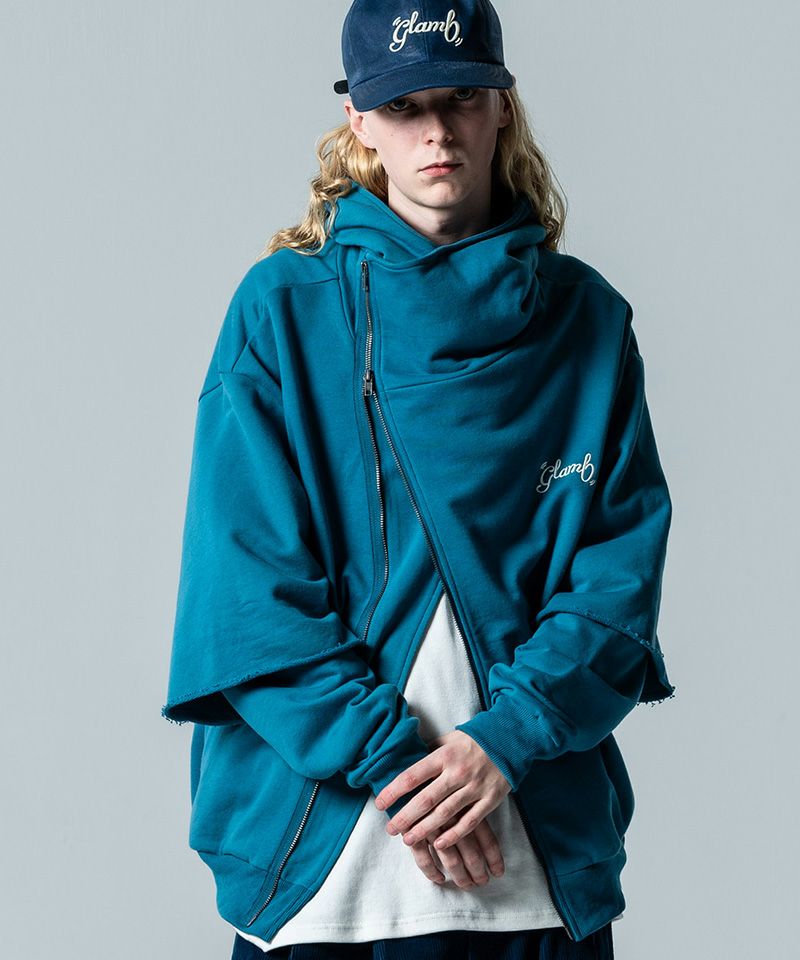 glamb(グラム)】Asymmetry Layered Hoodie アシンメトリーレイヤード