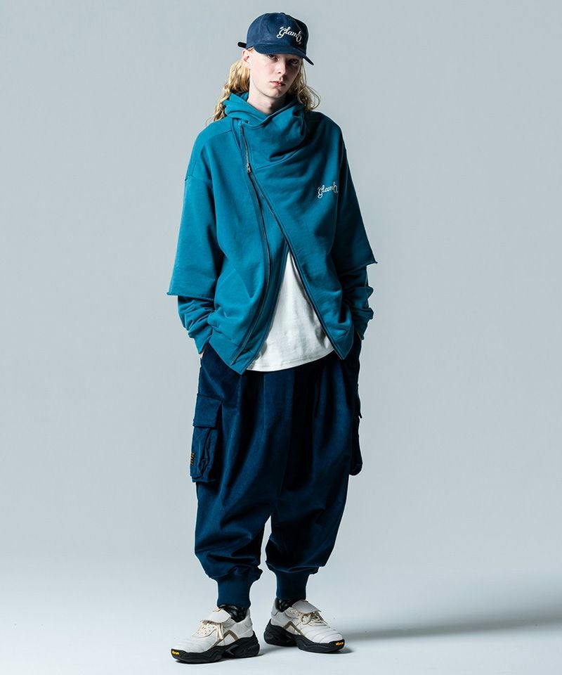 glamb(グラム)】Asymmetry Layered Hoodie アシンメトリーレイヤード