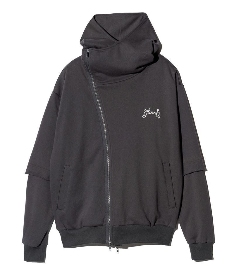 glamb(グラム)】Asymmetry Layered Hoodie アシンメトリーレイヤード