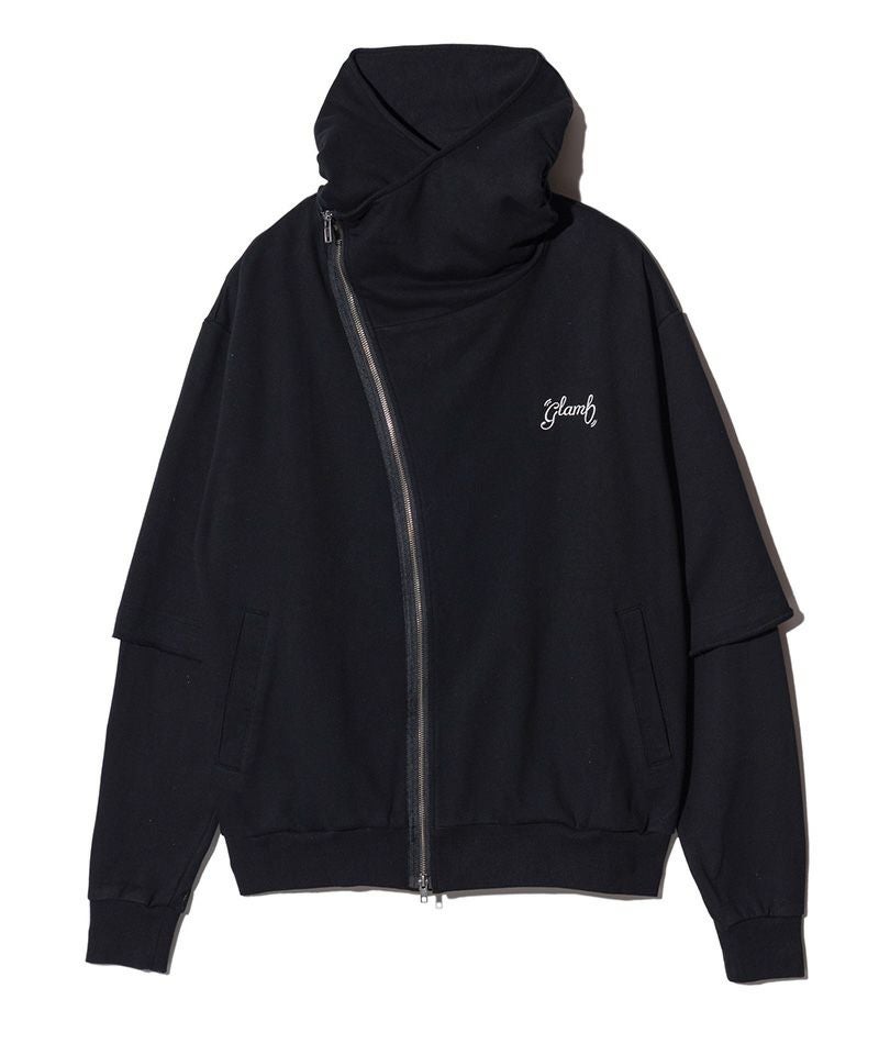 glamb(グラム)】Asymmetry Layered Hoodie アシンメトリーレイヤード