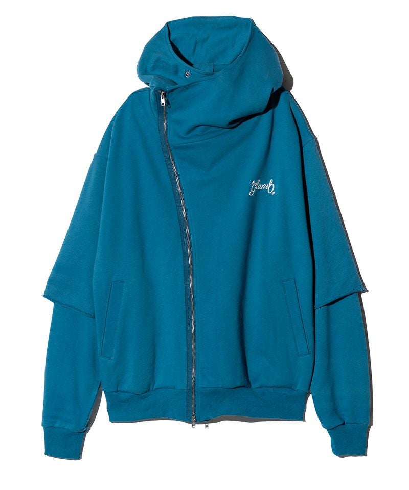 glamb(グラム)】Asymmetry Layered Hoodie アシンメトリーレイヤード