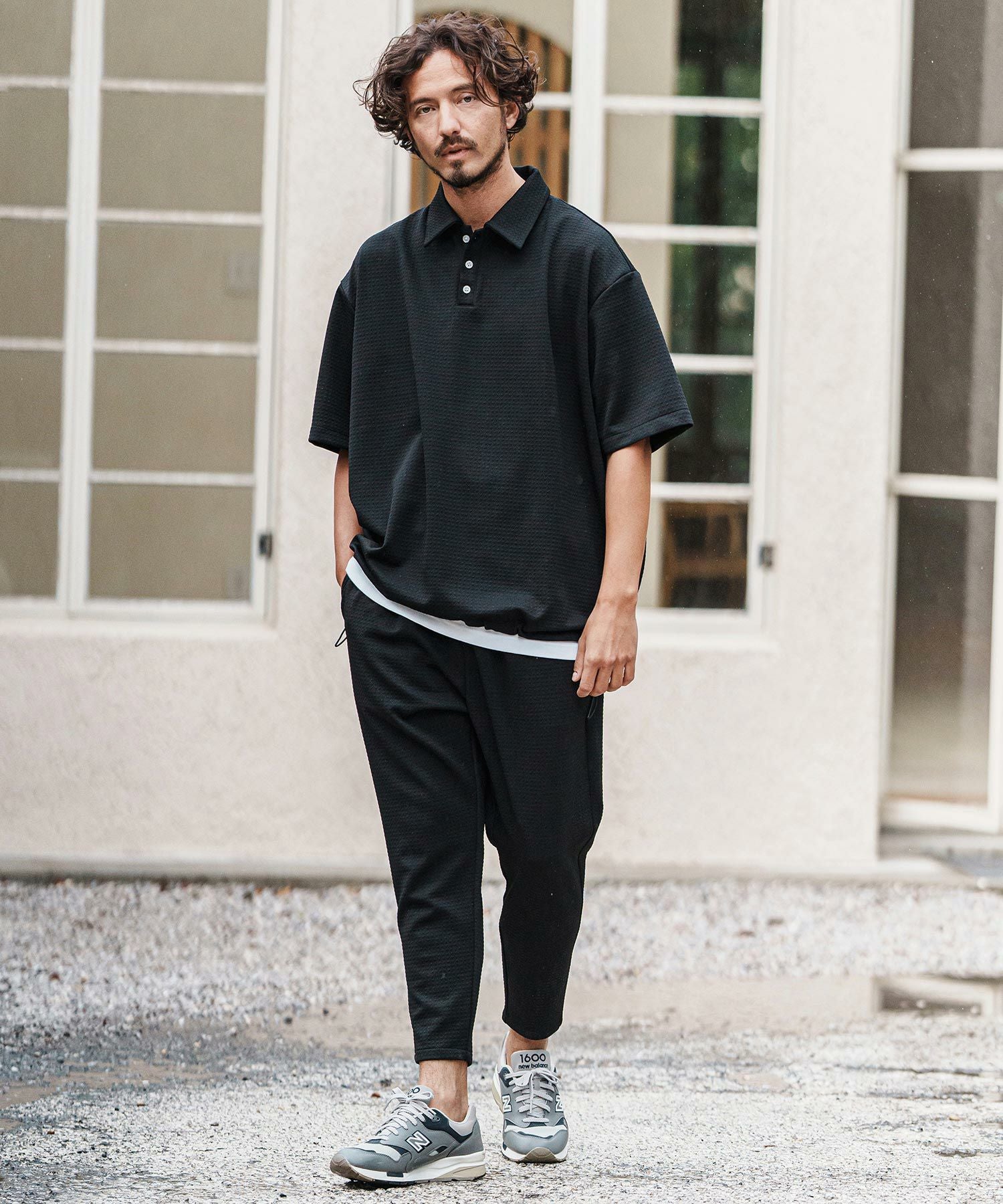 30%OFF【CAMBIO(カンビオ)】裾絞りジャガードカットポロシャツ(CMB