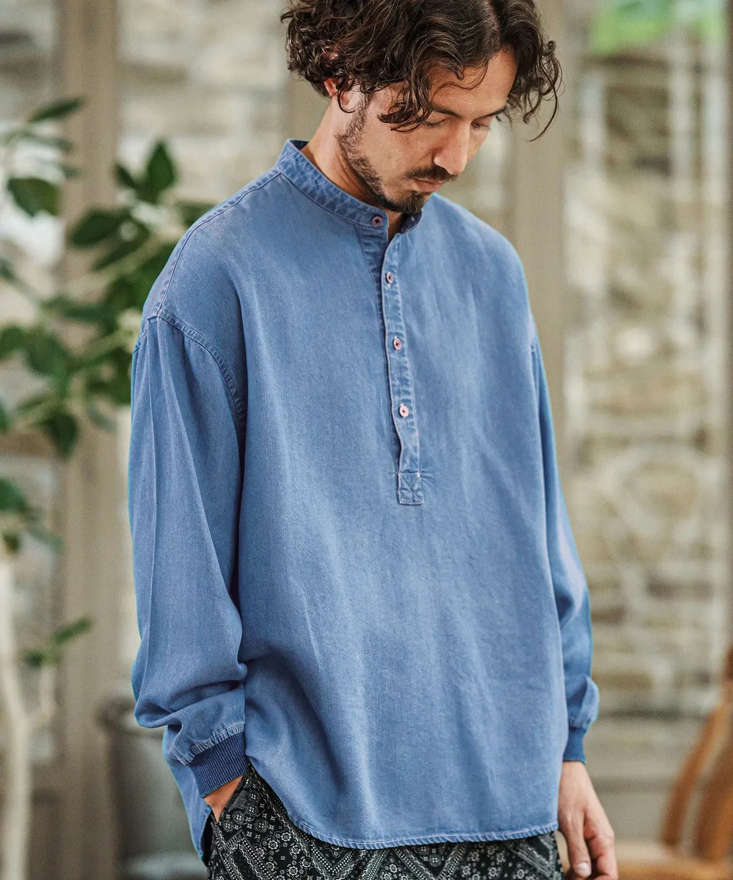 50%OFF【CAMBIO(カンビオ)】Silky Denim Cuffs Rib Skipper Pullover