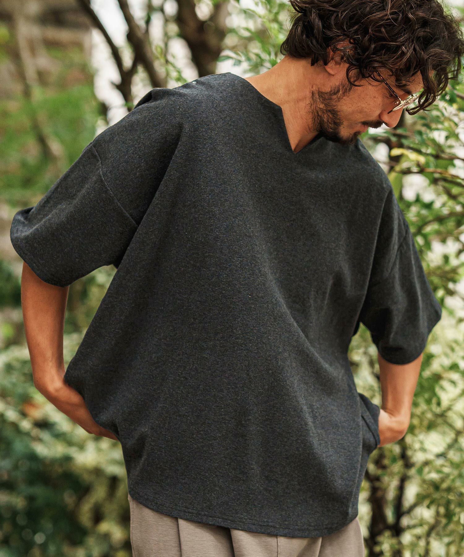30%OFF【CAMBIO(カンビオ)】Span Fraise Short Sleeve Key Neck Cut