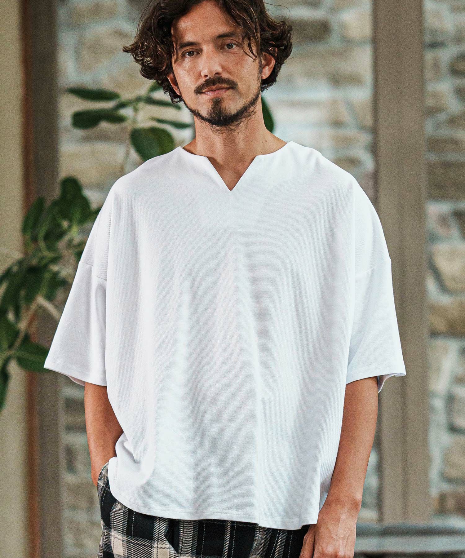 30%OFF【CAMBIO(カンビオ)】Span Fraise Short Sleeve Key Neck Cut