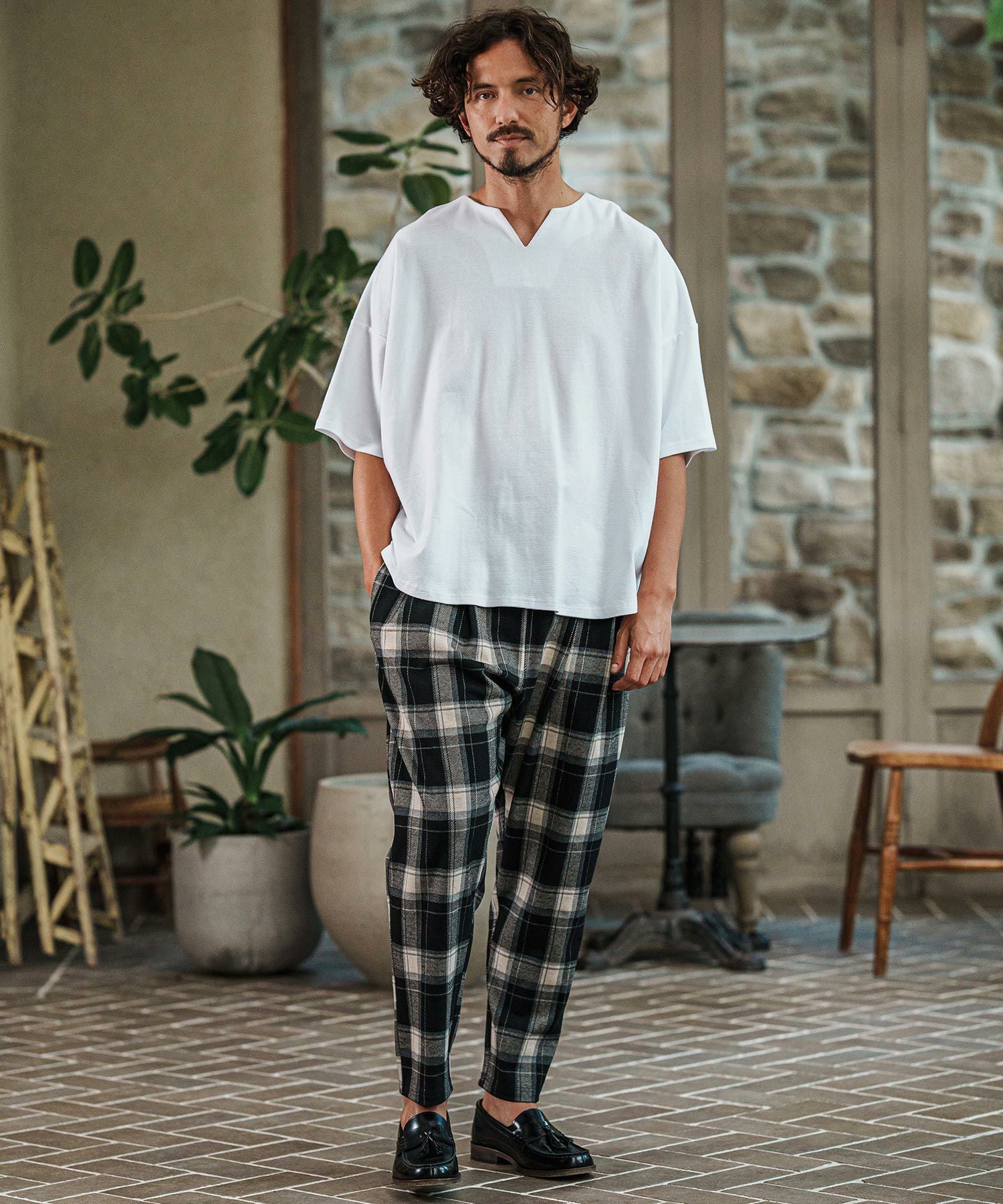 30%OFF【CAMBIO(カンビオ)】Span Fraise Short Sleeve Key Neck Cut