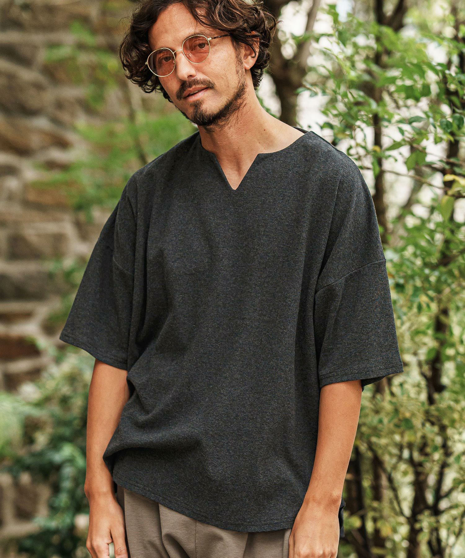 30%OFF【CAMBIO(カンビオ)】Span Fraise Short Sleeve Key Neck Cut