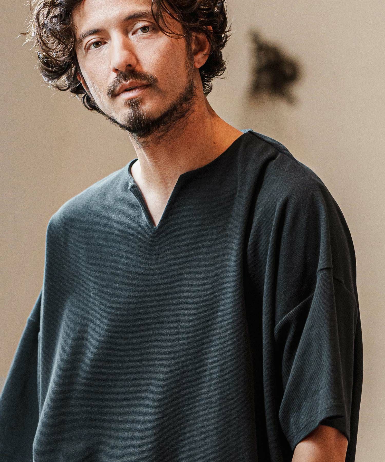 30%OFF【CAMBIO(カンビオ)】Span Fraise Short Sleeve Key Neck Cut