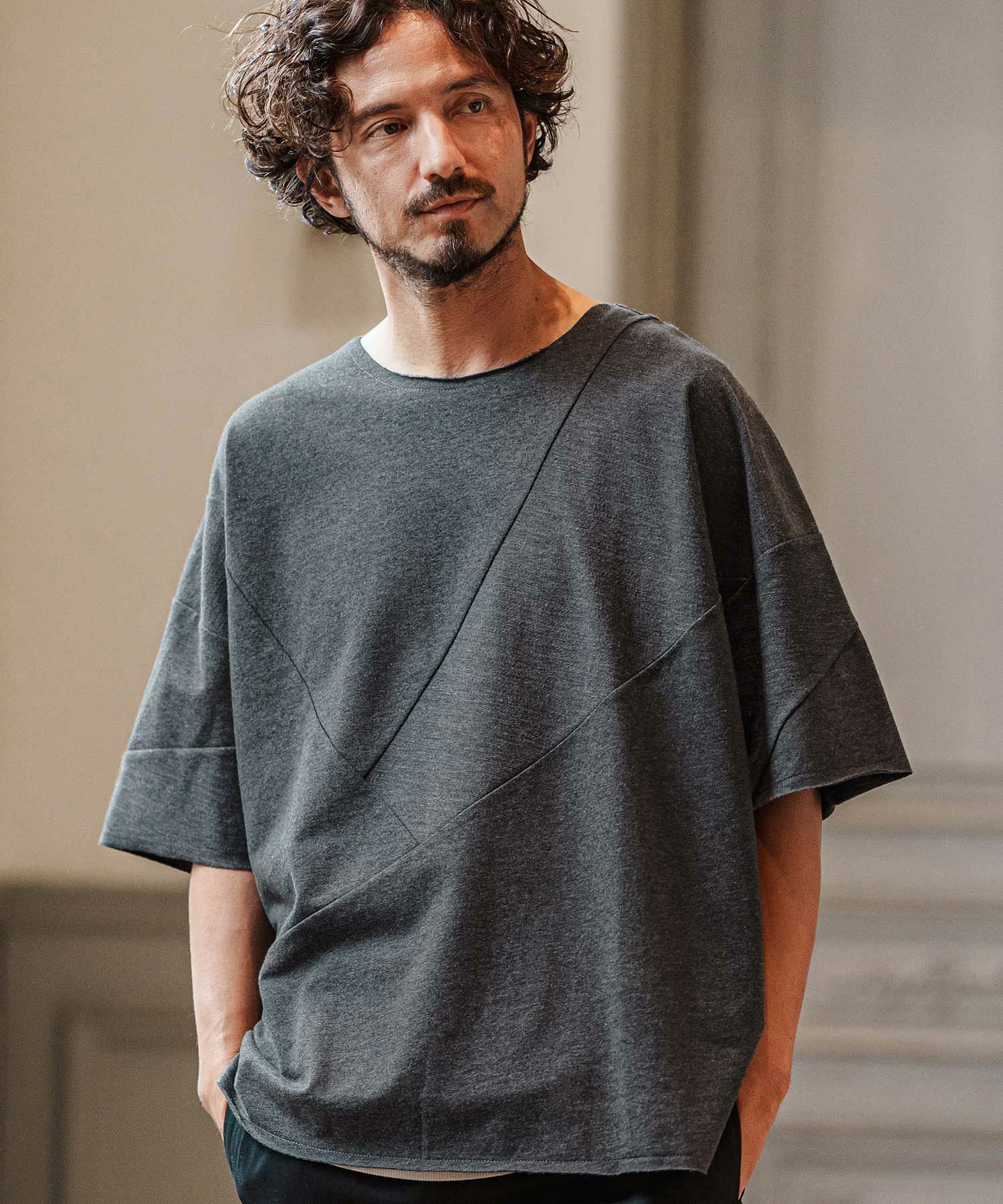 CAMBIO(カンビオ)】 Random Patchwork Design MINI URAKE Cut sew T