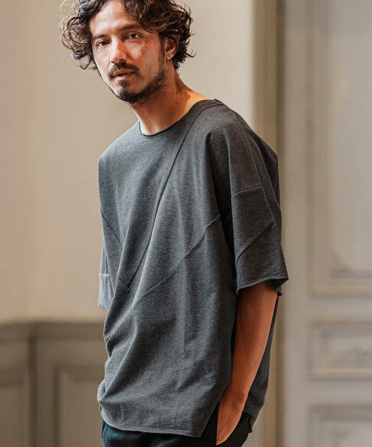 CAMBIO(カンビオ)】 Random Patchwork Design MINI URAKE Cut sew T