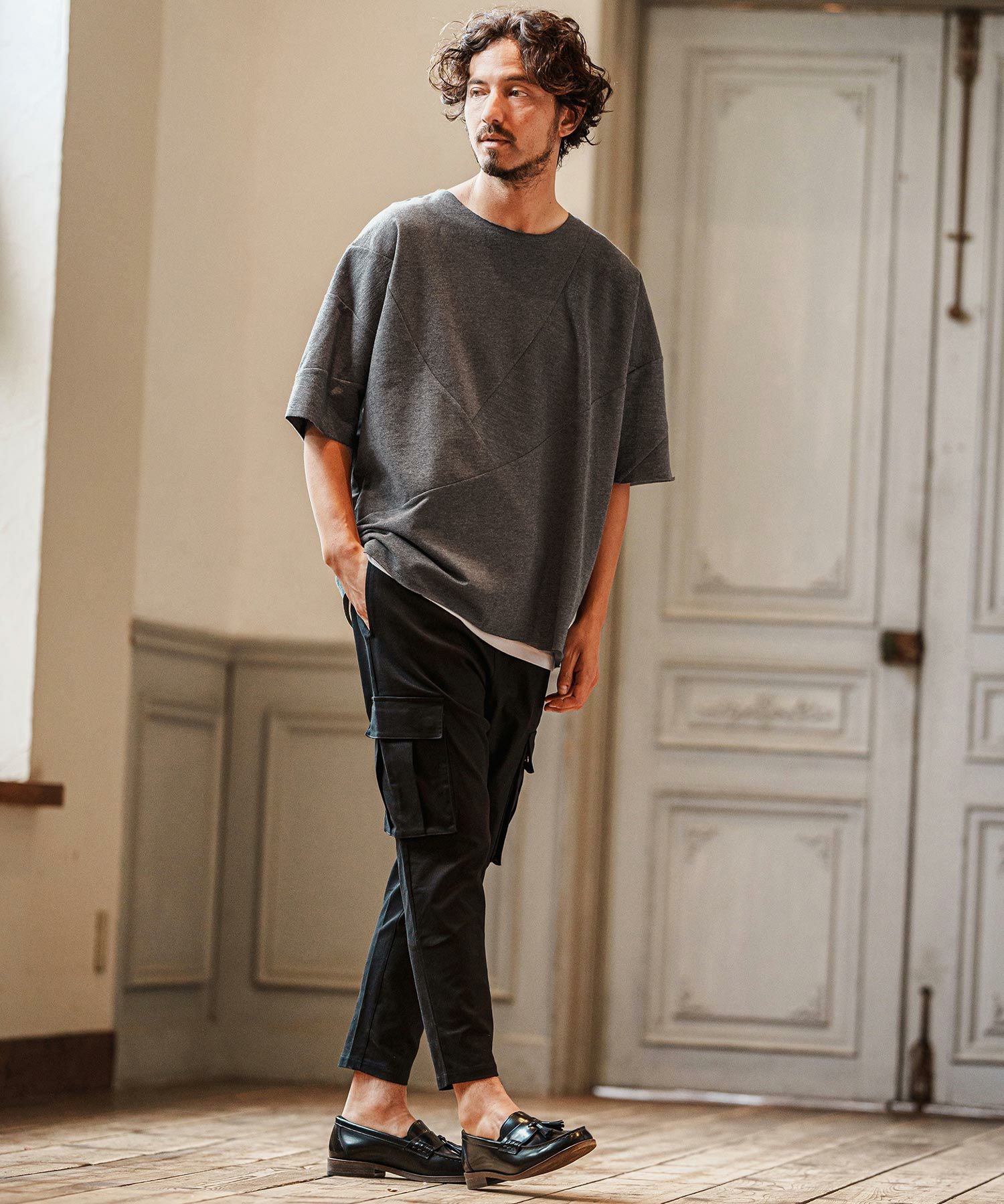 CAMBIO(カンビオ)】 Random Patchwork Design MINI URAKE Cut sew T