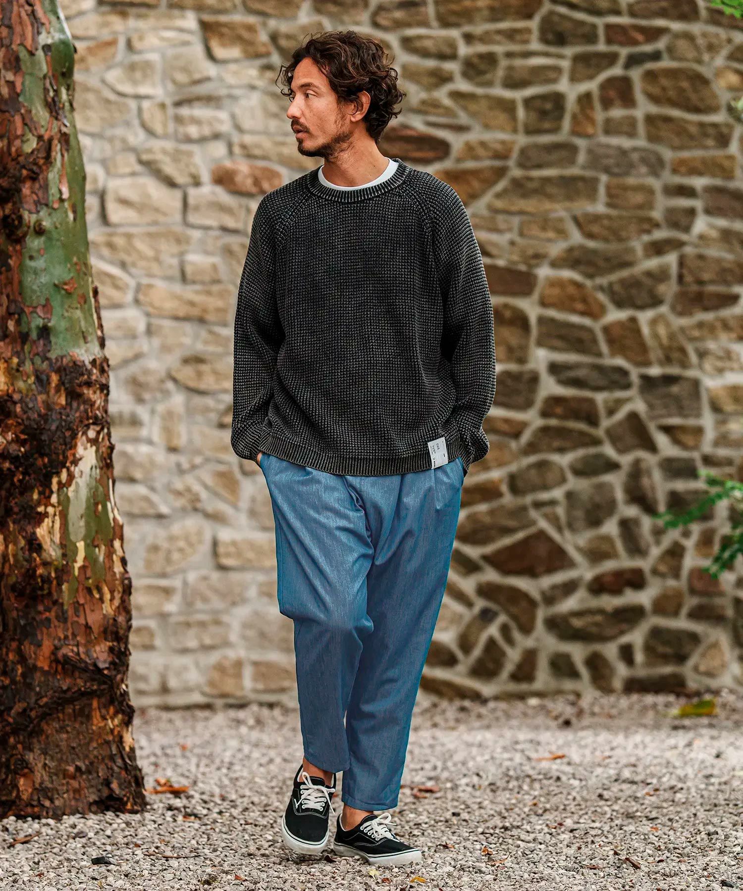 indigo sea2025☆バンブーリラックスパンツ☆グレーブラウン CAMBIO(カンビオ)】Chambray Relax Tapered Easy Pants イージーパンツ