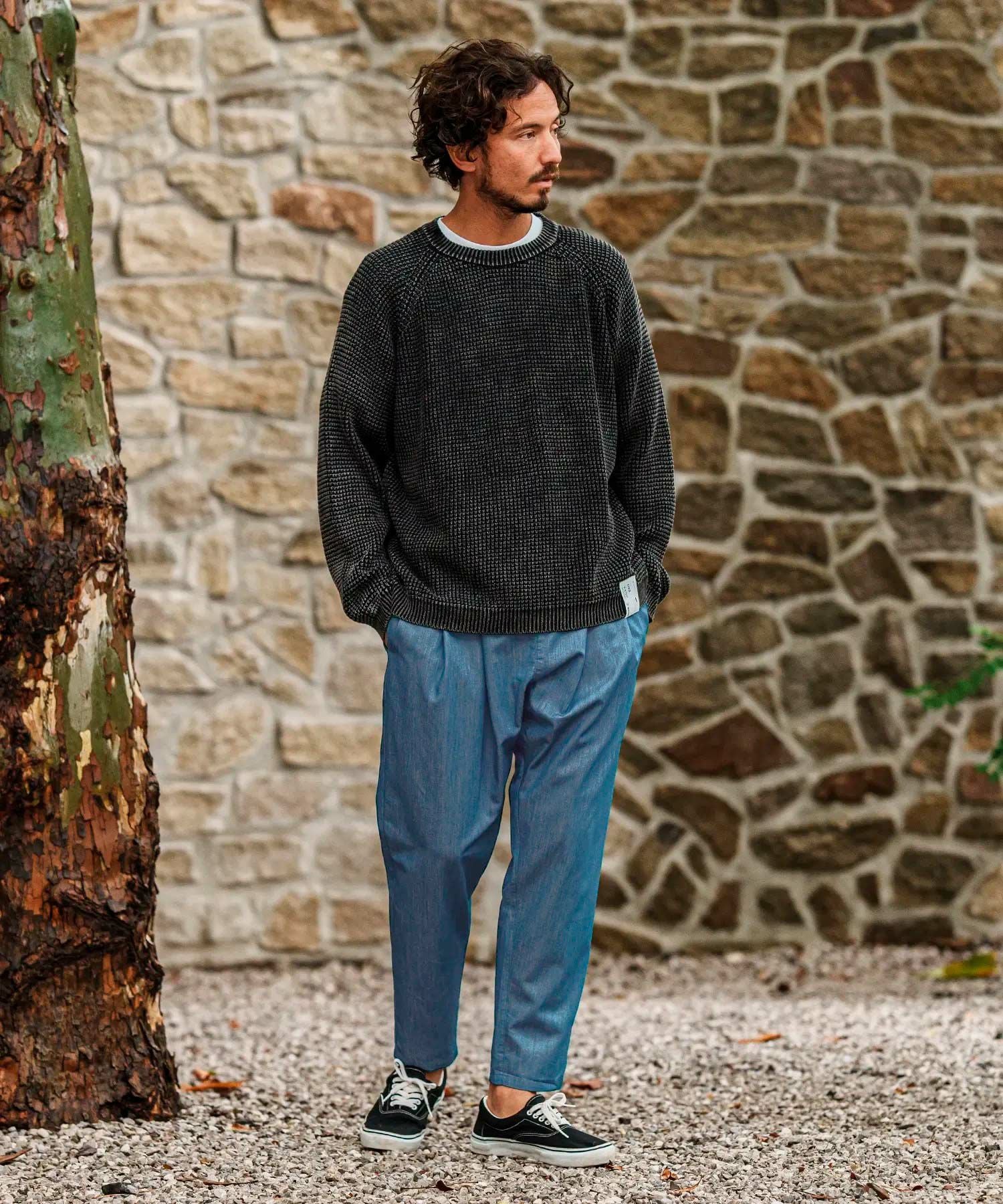 indigo sea2025☆バンブーリラックスパンツ☆グレーブラウン CAMBIO(カンビオ)】Chambray Relax Tapered Easy Pants イージーパンツ