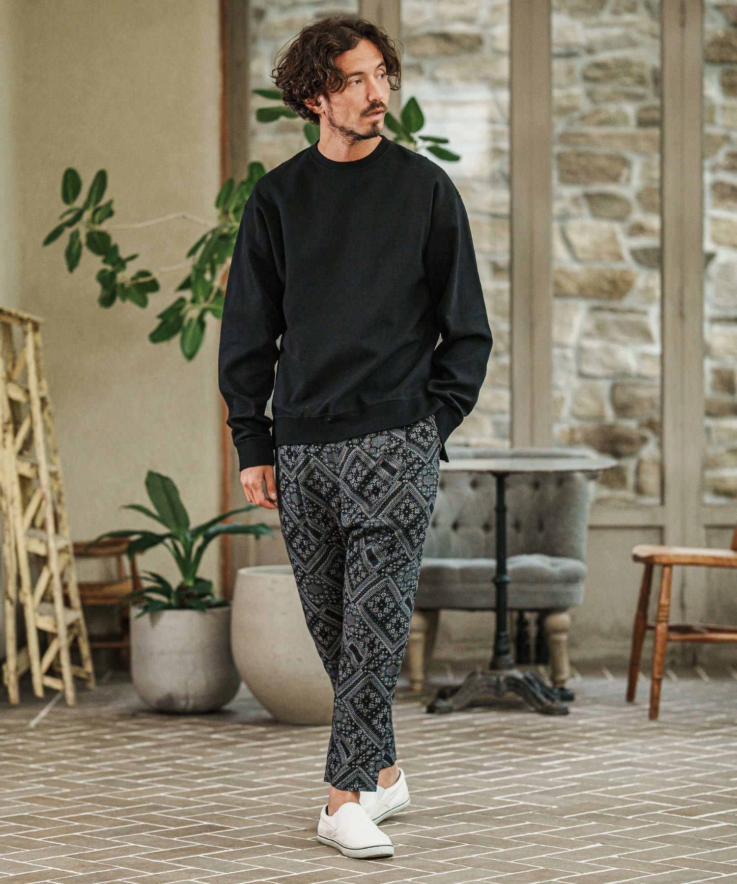 30%OFF【CAMBIO(カンビオ)】Bandana Pattern Relax Tapered Easy Pants