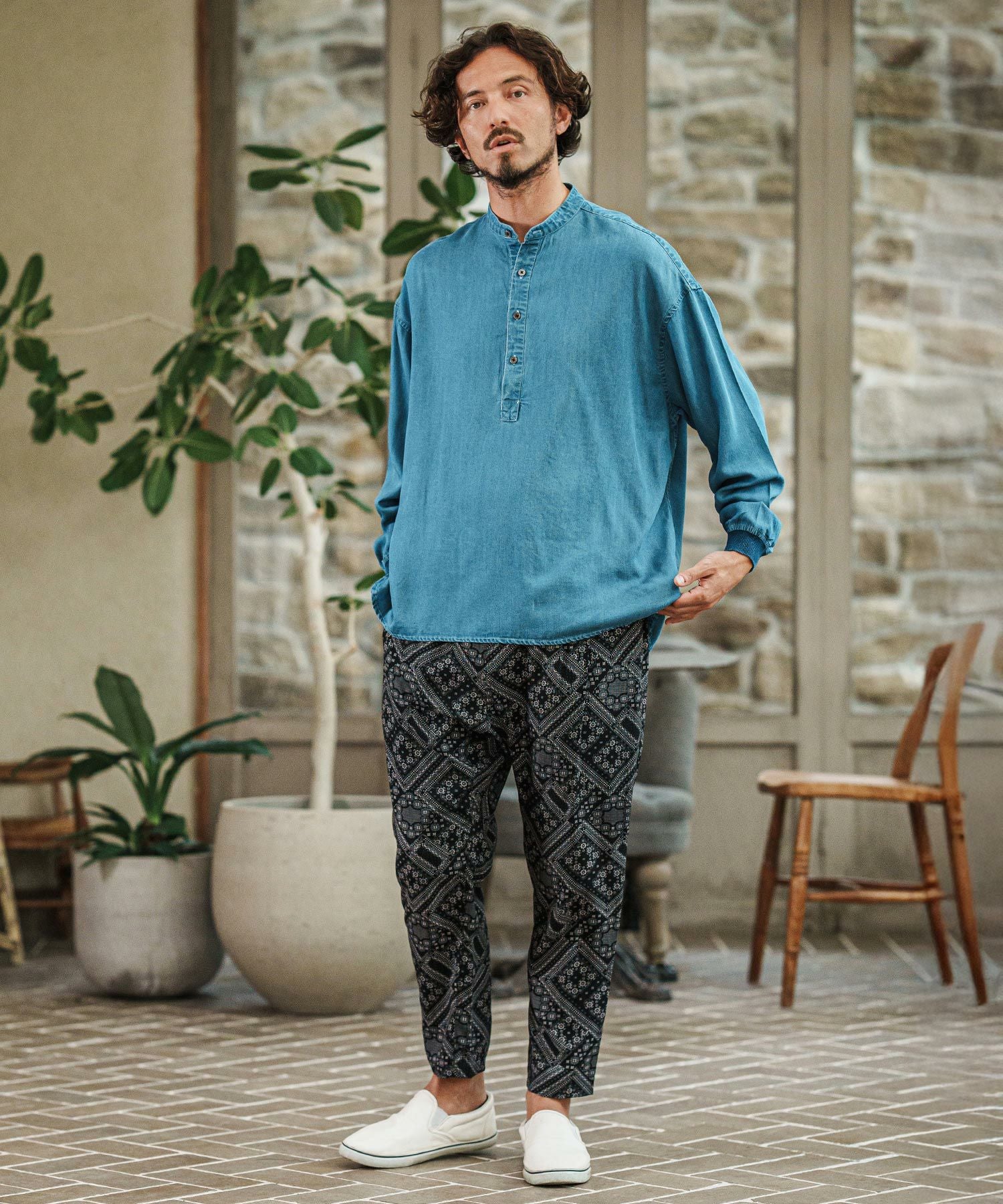 30%OFF【CAMBIO(カンビオ)】Bandana Pattern Relax Tapered Easy Pants