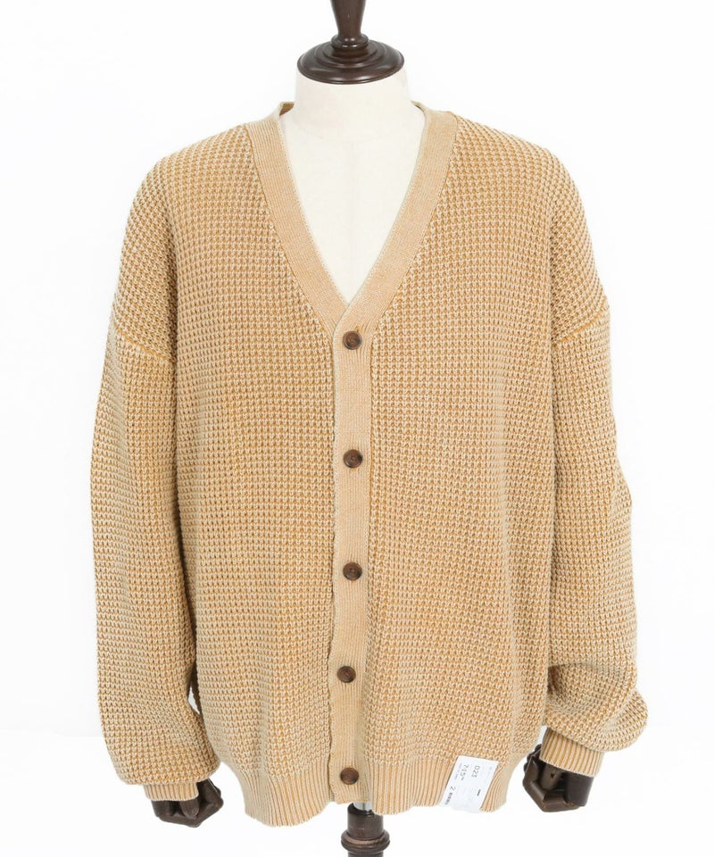 CAMBIO(カンビオ)】Powder Bleached Waffle Cotton Knit Cardigan 