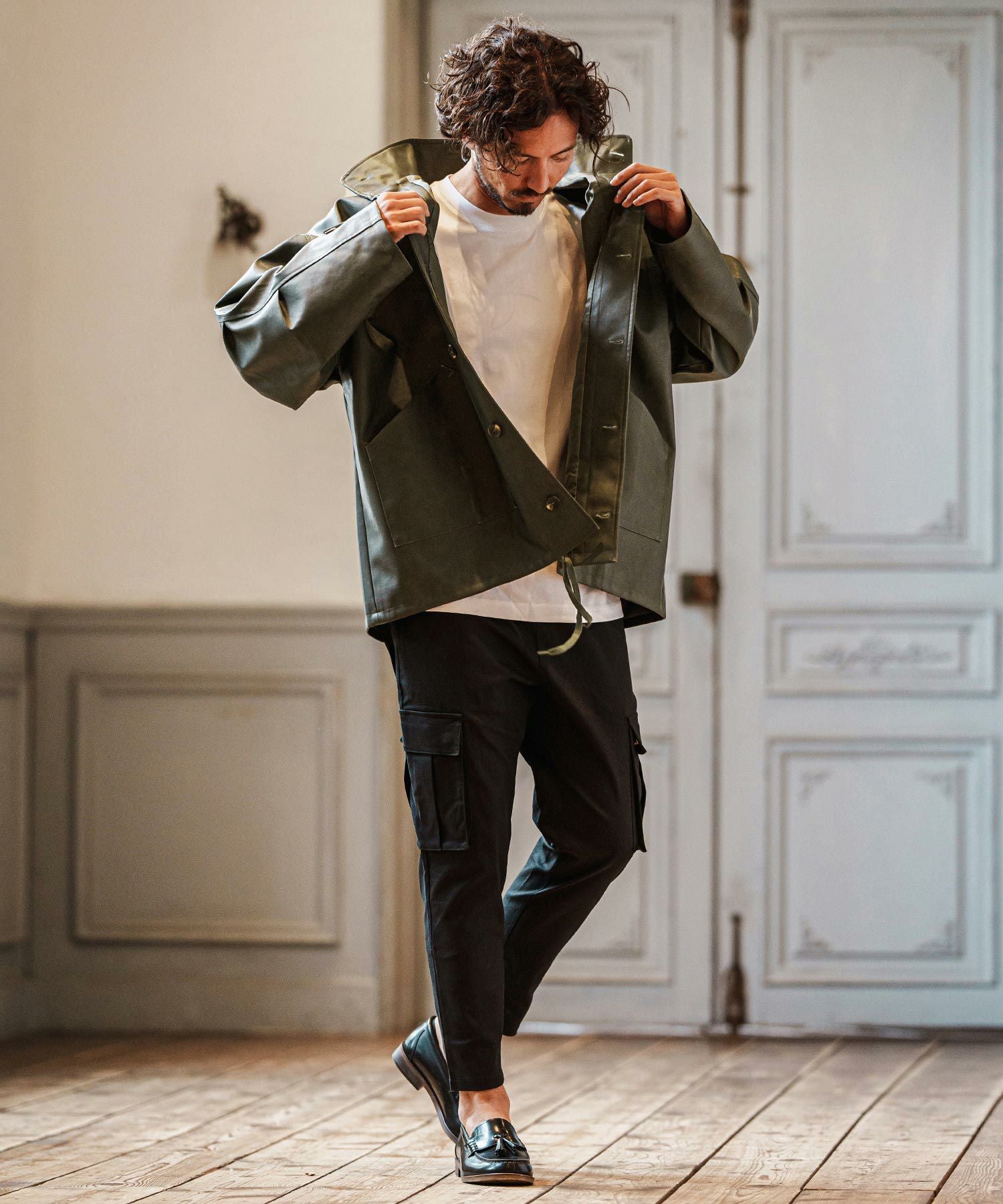 【CAMBIO(カンビオ)】フェイクレザーブルゾン　Mサイズ　ほぼ未使用 CAMBIO(カンビオ)】Vintage Like Synthetic Leather Oversized MA-1