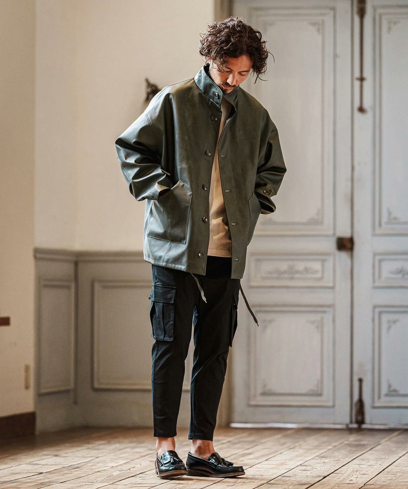 CAMBIO(カンビオ)】Synthetic Leather Military Stand Collar 