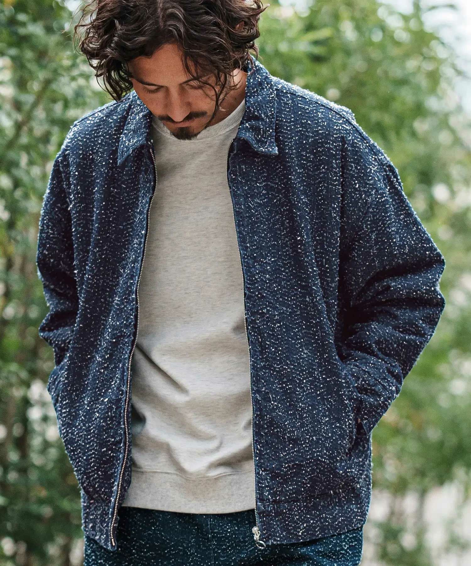 Y2K ボリュームネック リブ切替 ジップアウタージャケット グランジ 30%OFF【GLIMCLAP(グリムクラップ)】Stand collar souvenir jacket