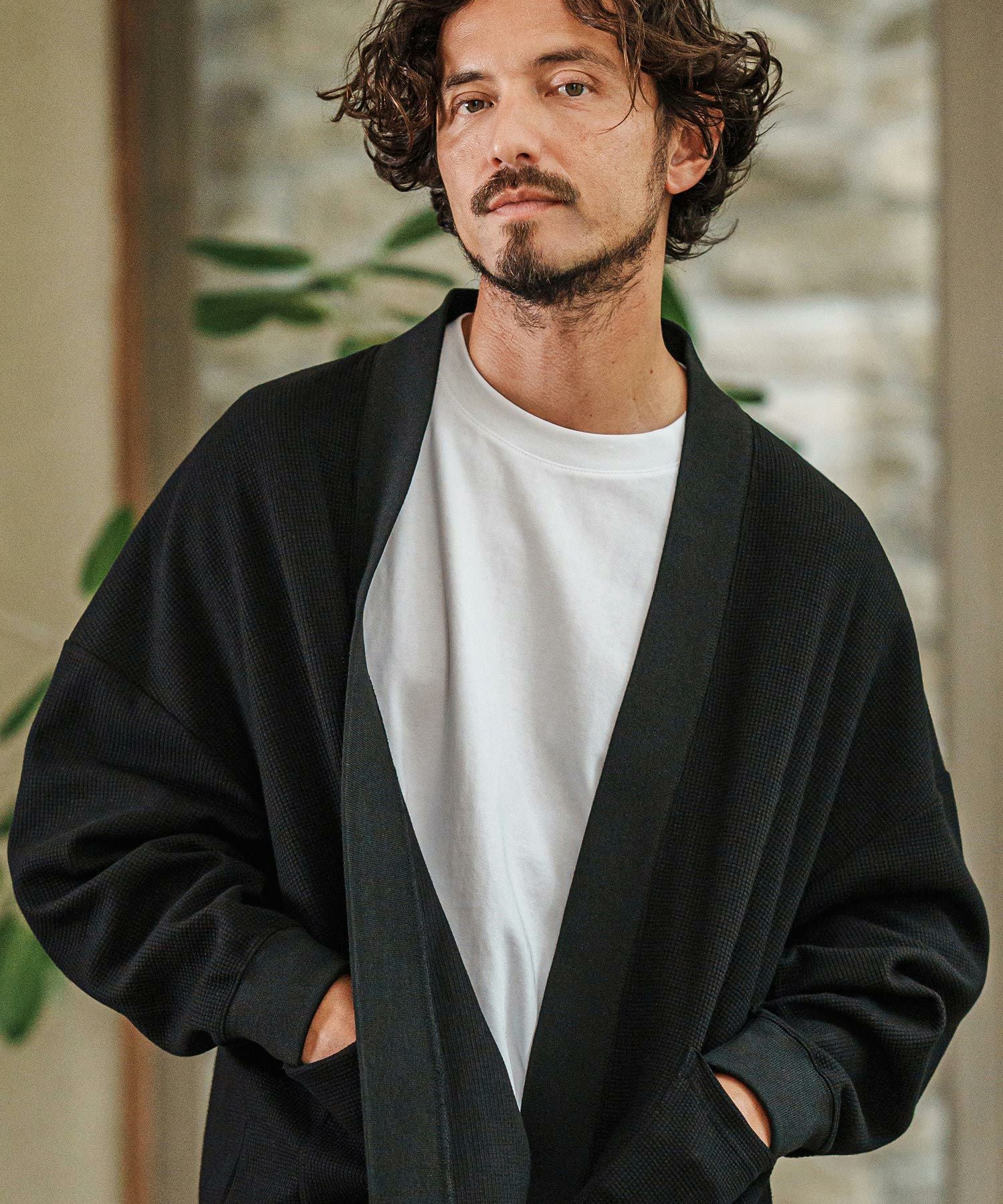 23AW 変形カーディガン CAMBIO(カンビオ)】Tricot Jersey Waffle Buttonless Cardigan