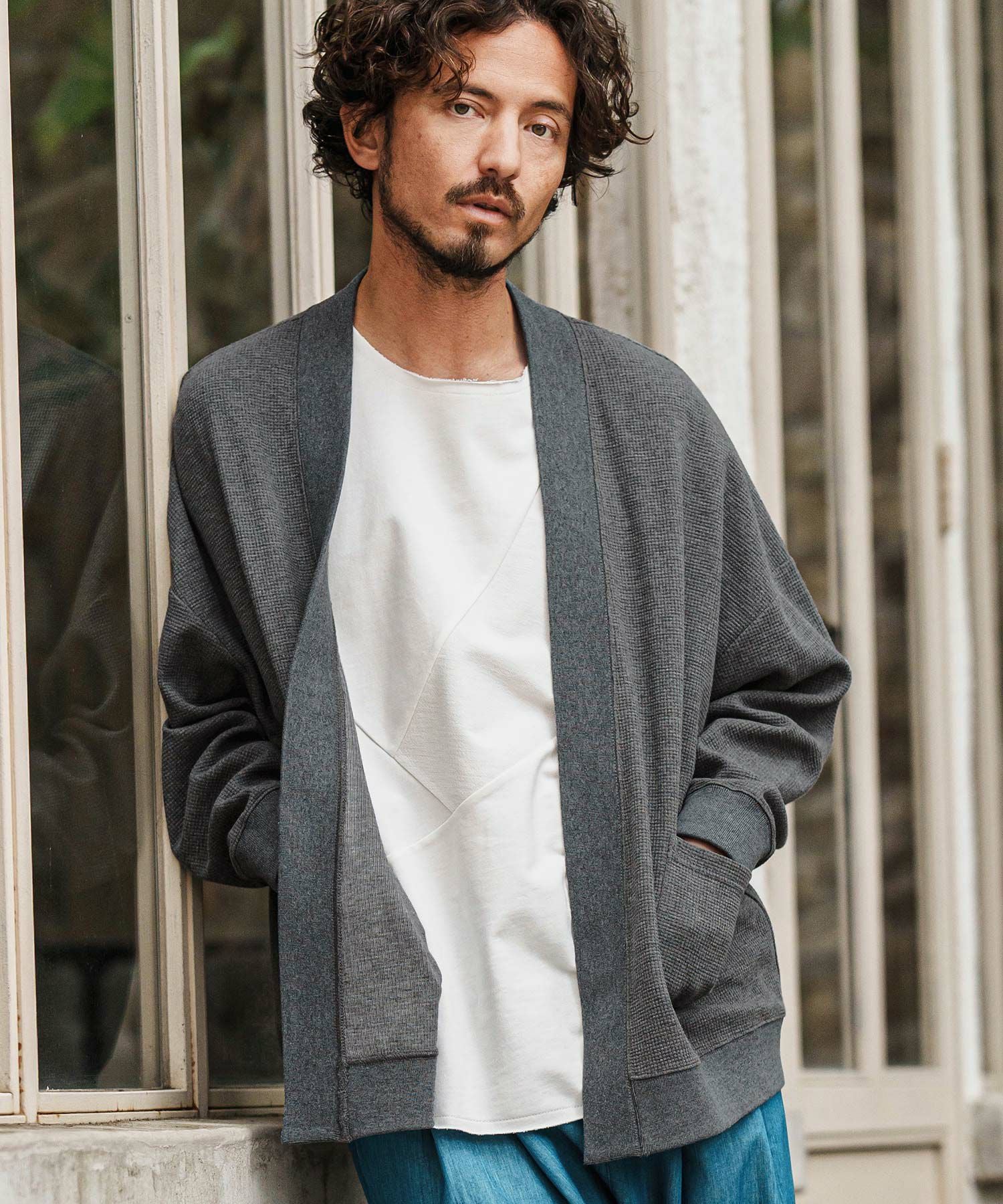CAMBIO(カンビオ)】Tricot Jersey Waffle Buttonless Cardigan