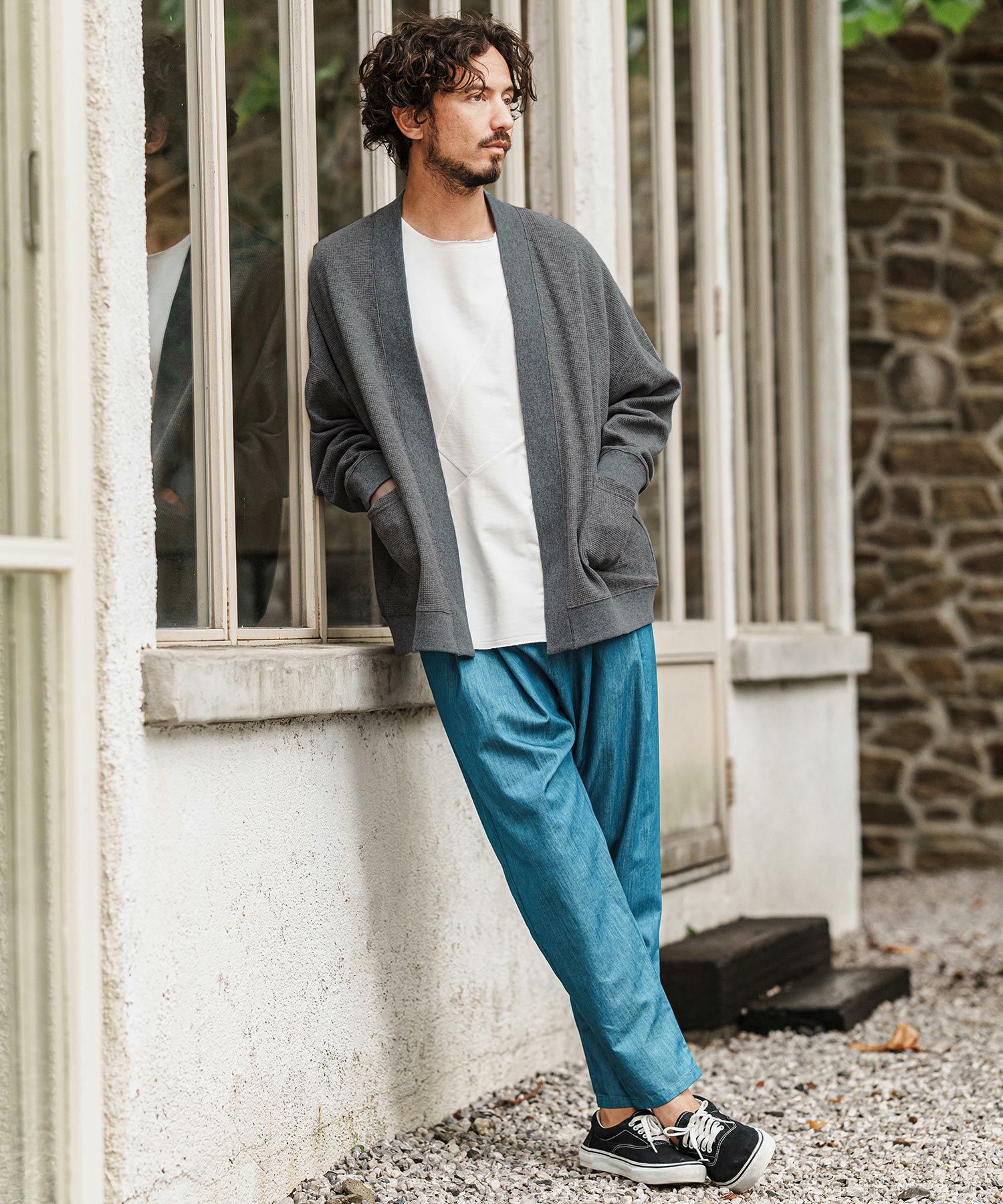 CAMBIO(カンビオ)】Tricot Jersey Waffle Buttonless Cardigan