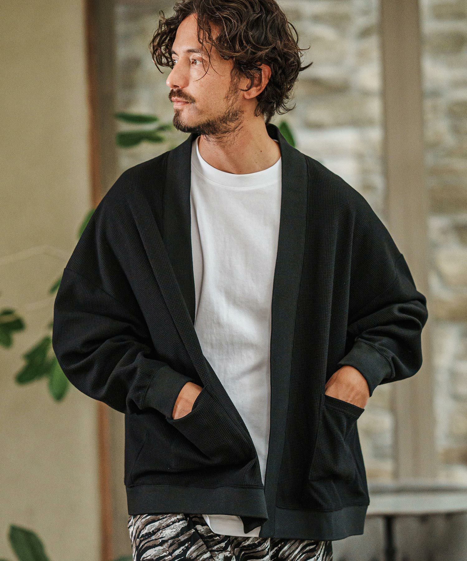 CAMBIO(カンビオ)】Tricot Jersey Waffle Buttonless Cardigan