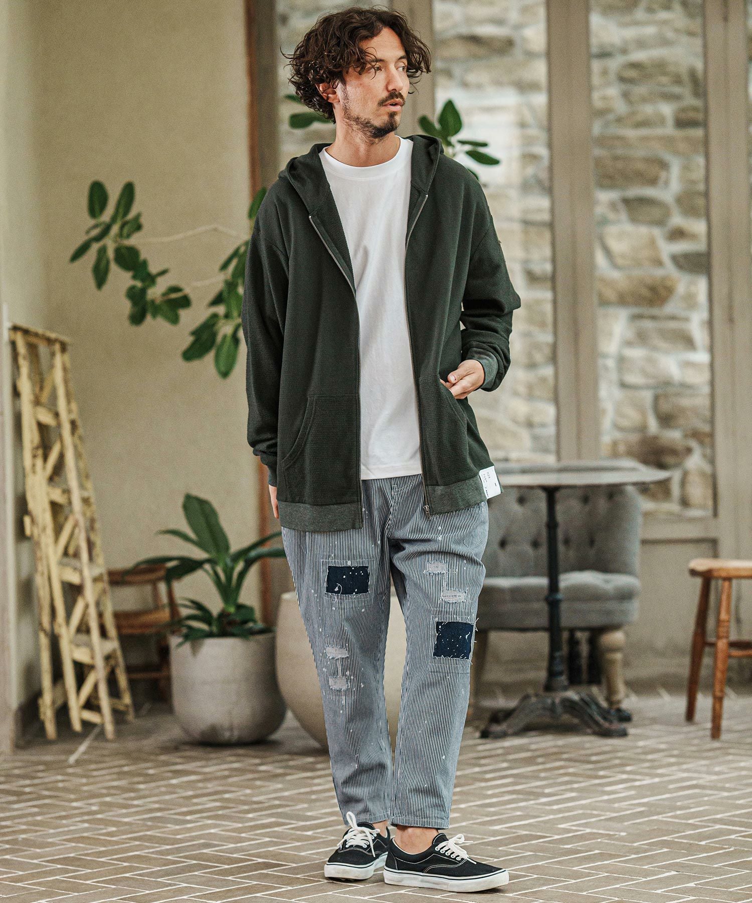 CAMBIO(カンビオ)】 Heritage Hickory Stripe Distressed Pants