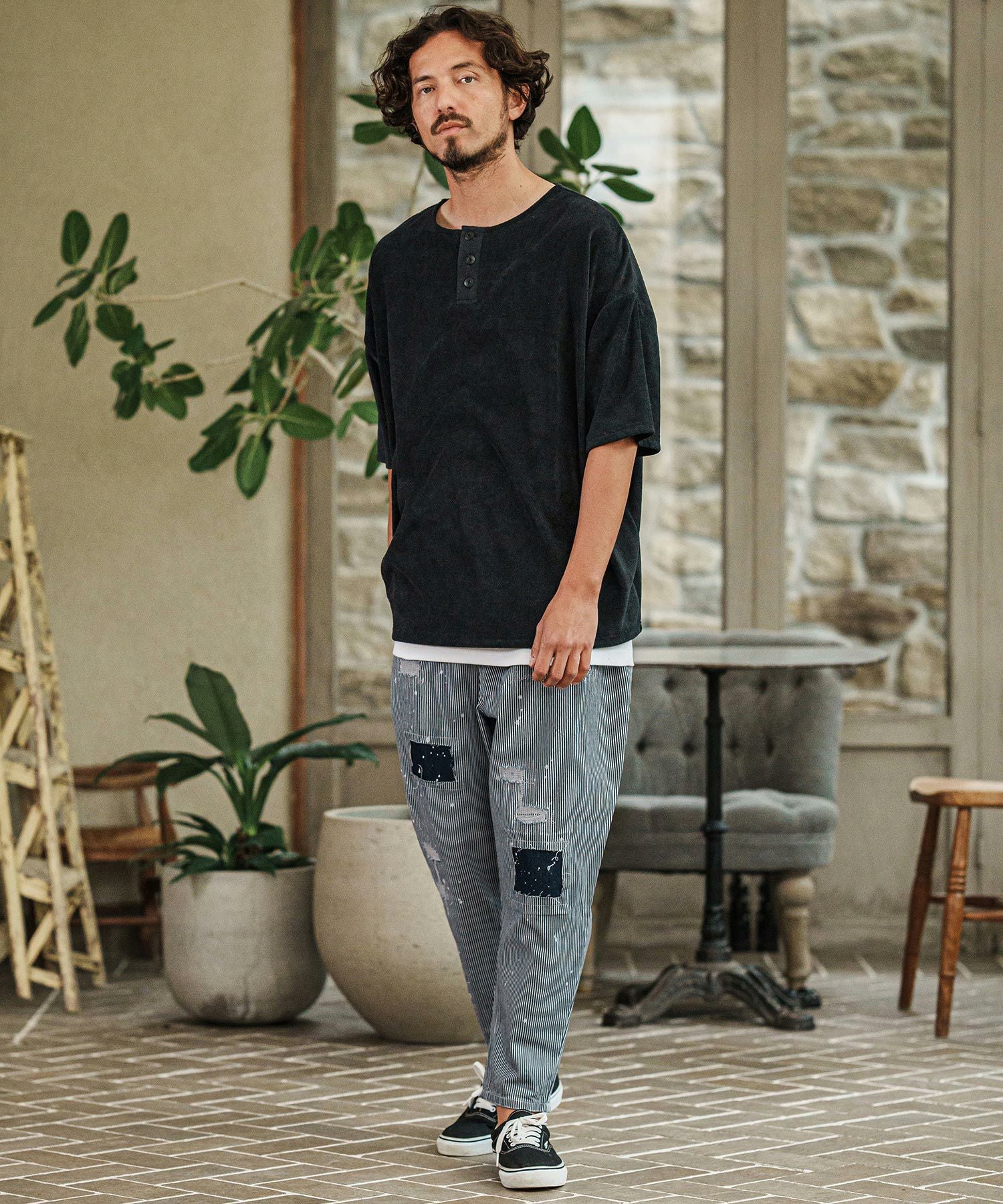 cambio ヒッコリーストライプ サルエル L CAMBIO(カンビオ)】 Heritage Hickory Stripe Distressed Pants