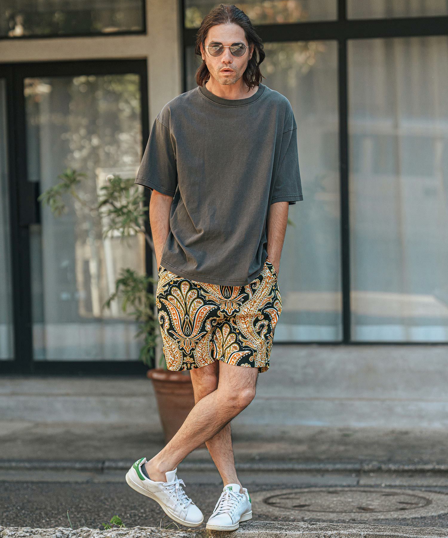 CAMBIO ペイズリー柄ショートパンツ L 未使用 CAMBIO(カンビオ)】ペイズリー総柄サルエルショートパンツ(CMB-R0132