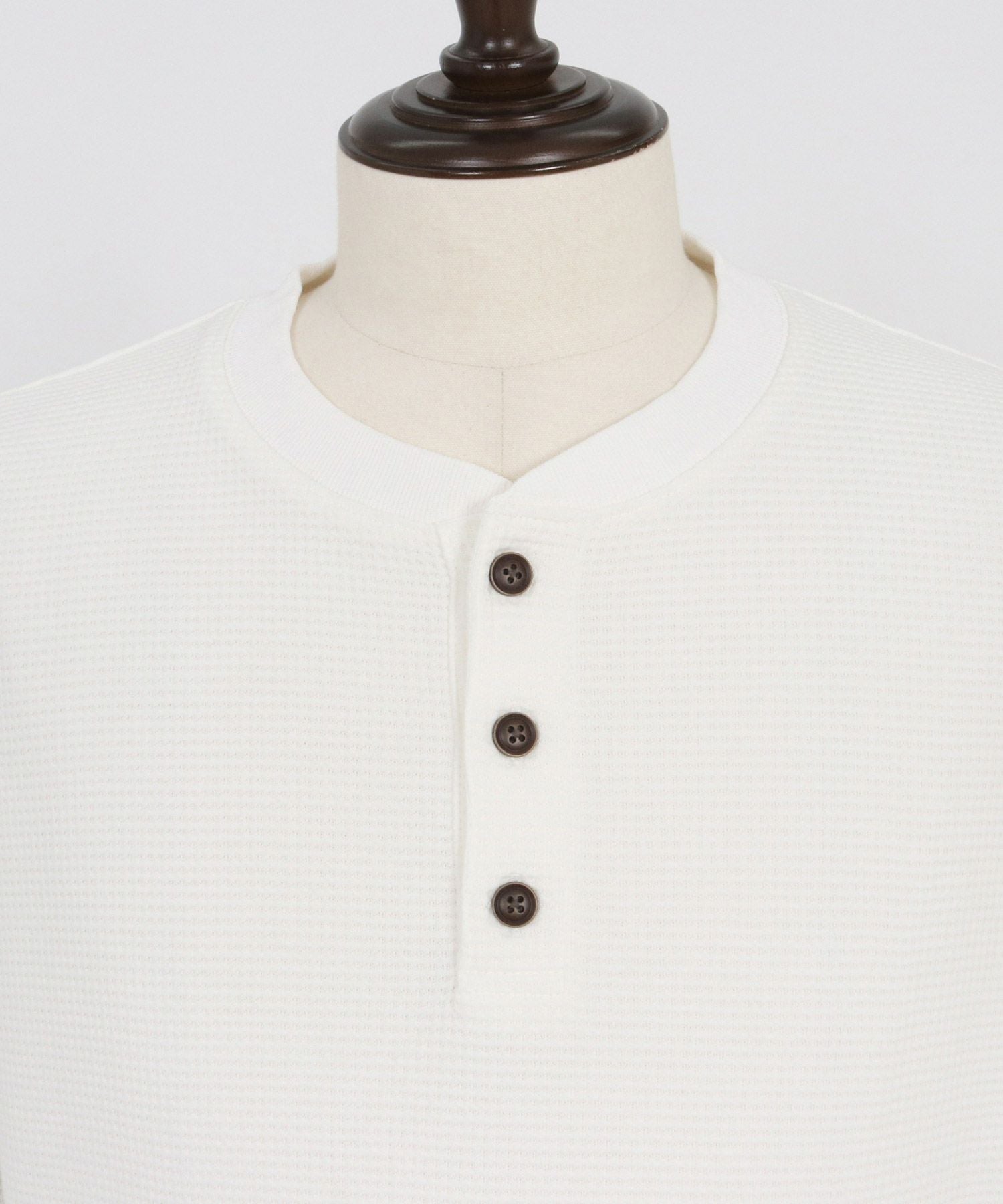 ValladMサイズヘンリーネック CAMBIO(カンビオ)】Pigment Waffl Henley Neck Cut sew ヘンリーネック