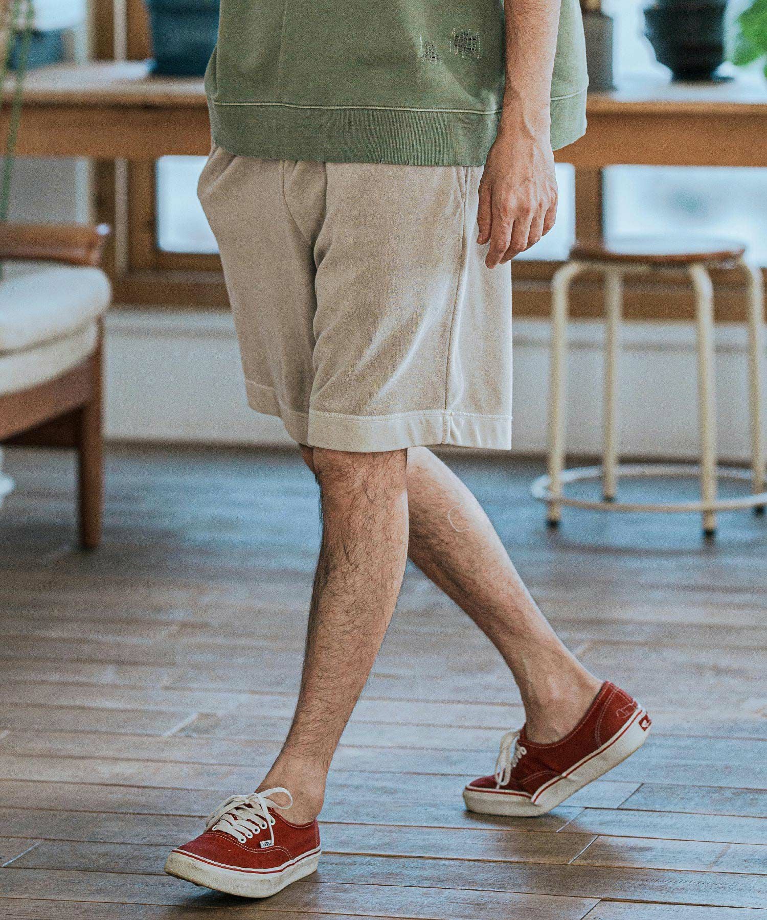 ライトCanvasギャザーショートパンツ　M QUIKSILVER メンズ SIGN BAGGY SHORTS ショートパンツ 接触冷感 速乾