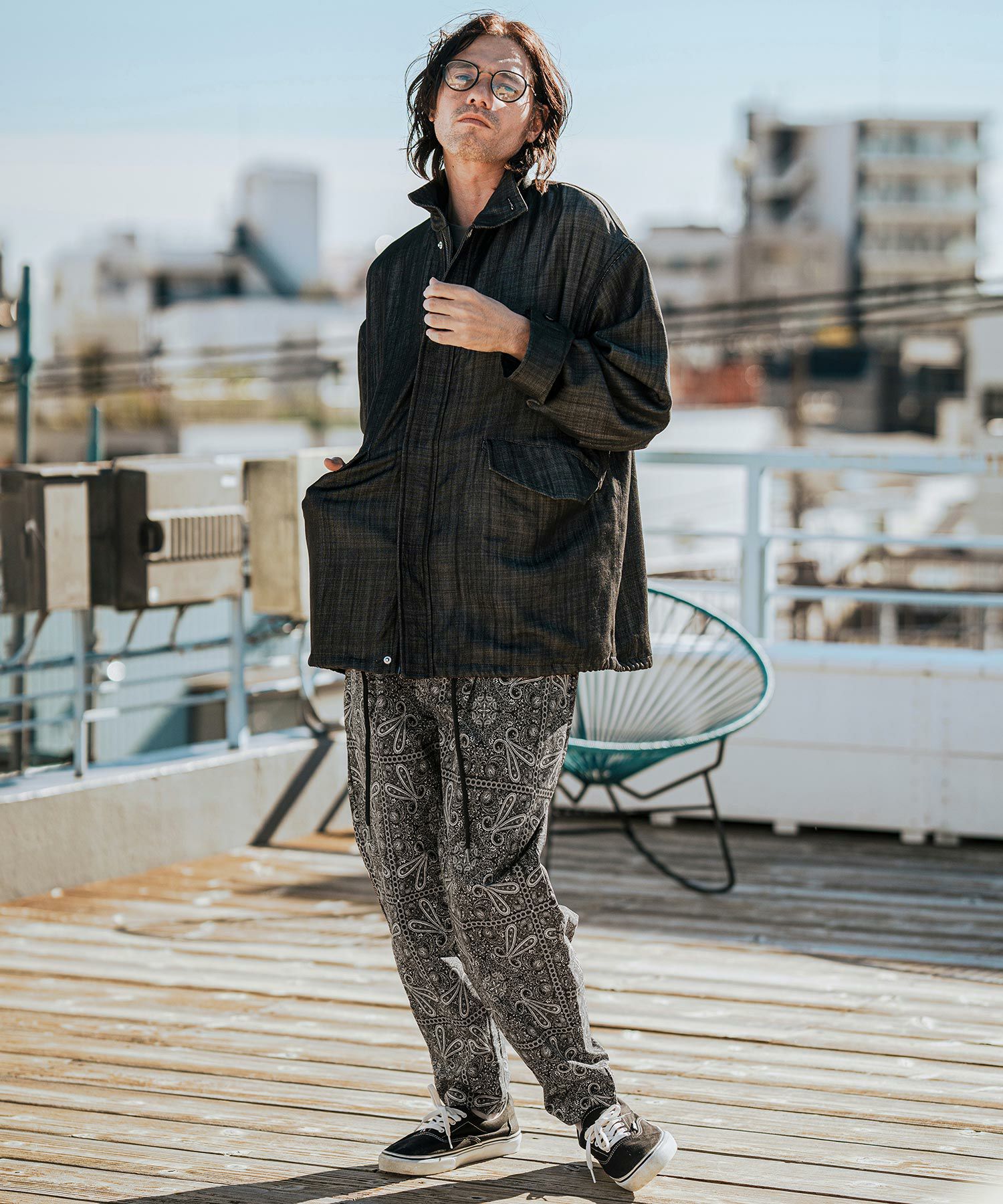 CAMBIO(カンビオ)】ペイズリー総柄テーパードパンツ(CMB-R0144