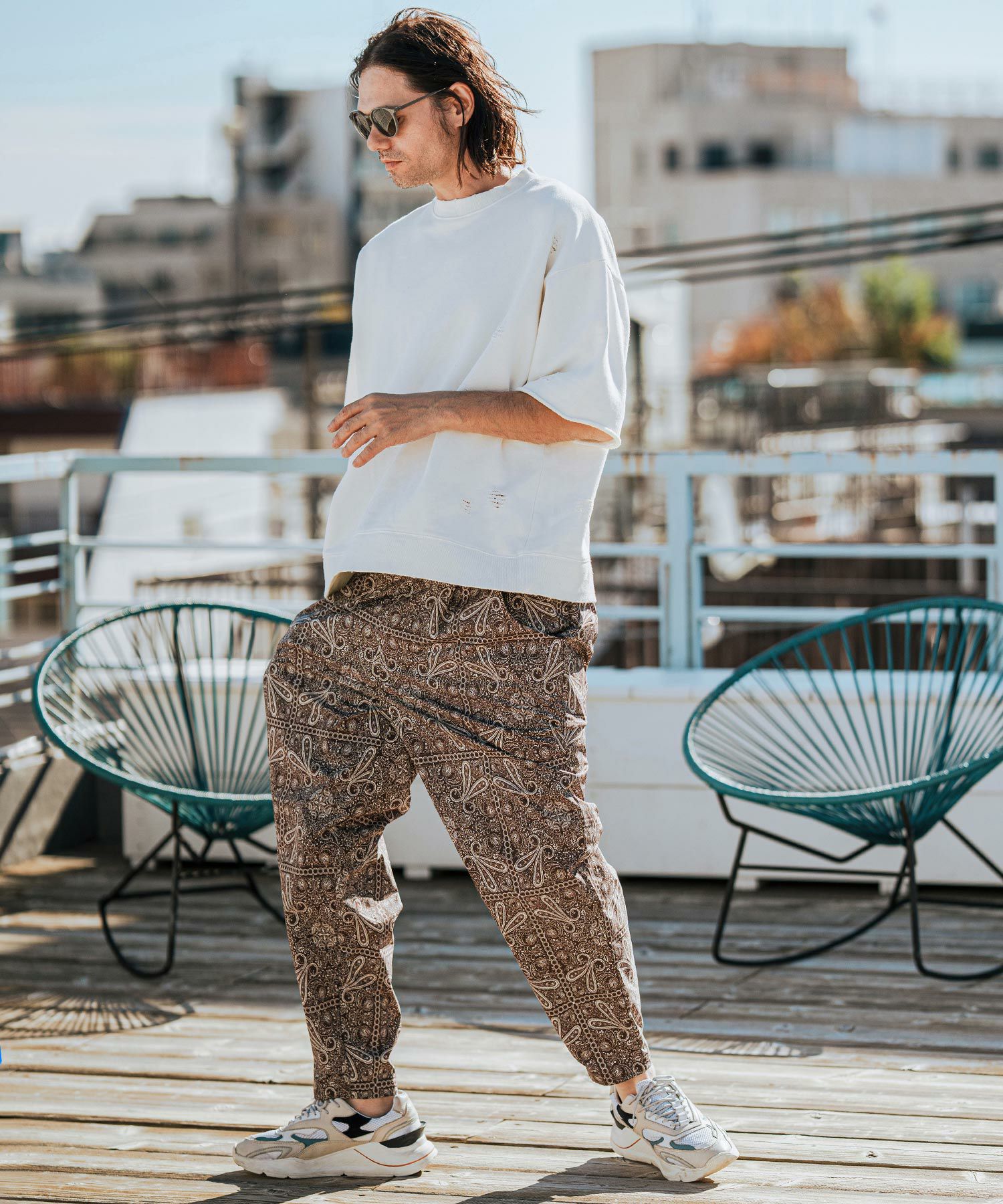 CAMBIO(カンビオ)】ペイズリー総柄テーパードパンツ(CMB-R0144