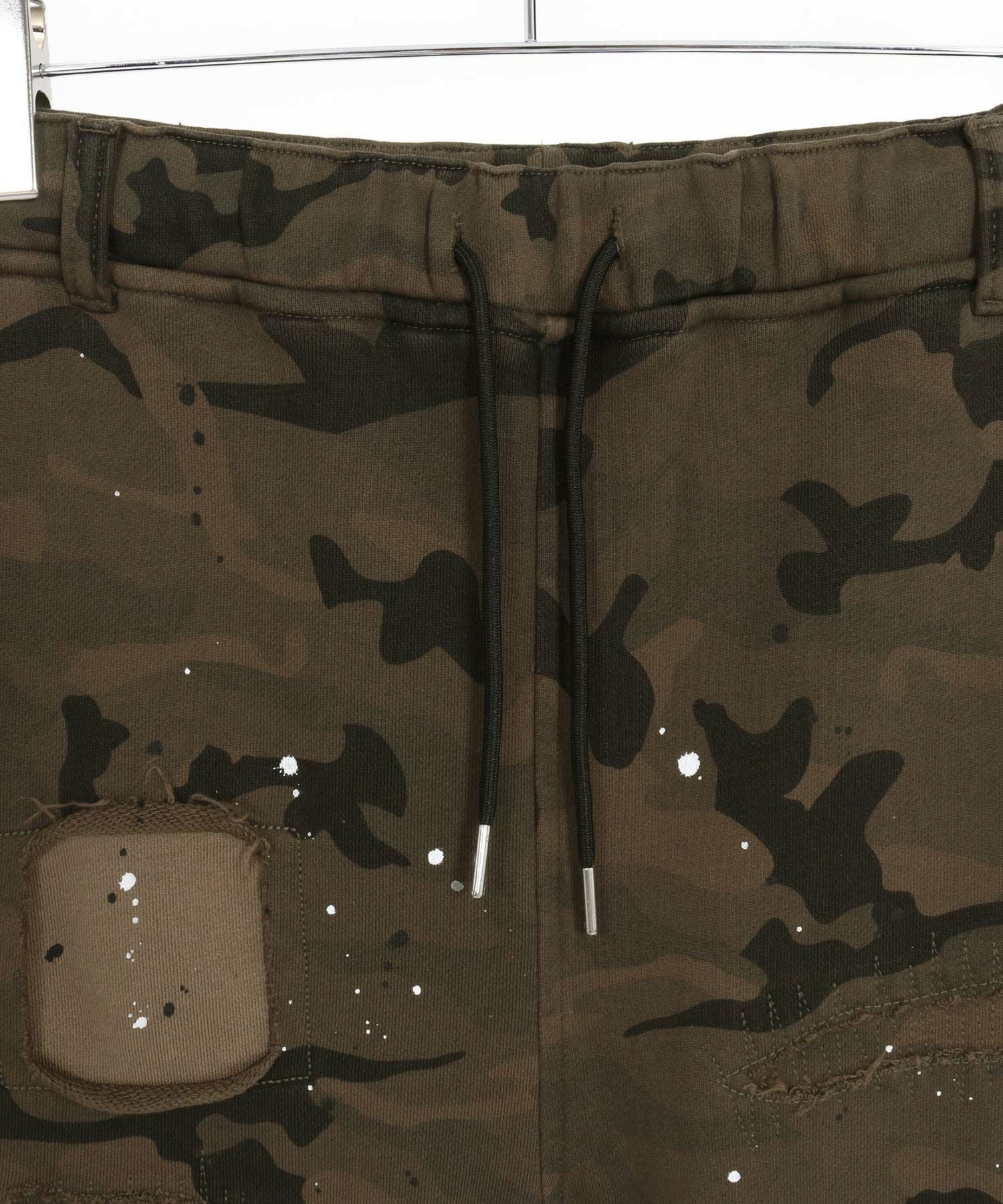 CAMBIO(カンビオ)】Distressed Camouflage Print Sweat Jodhpurs Pants