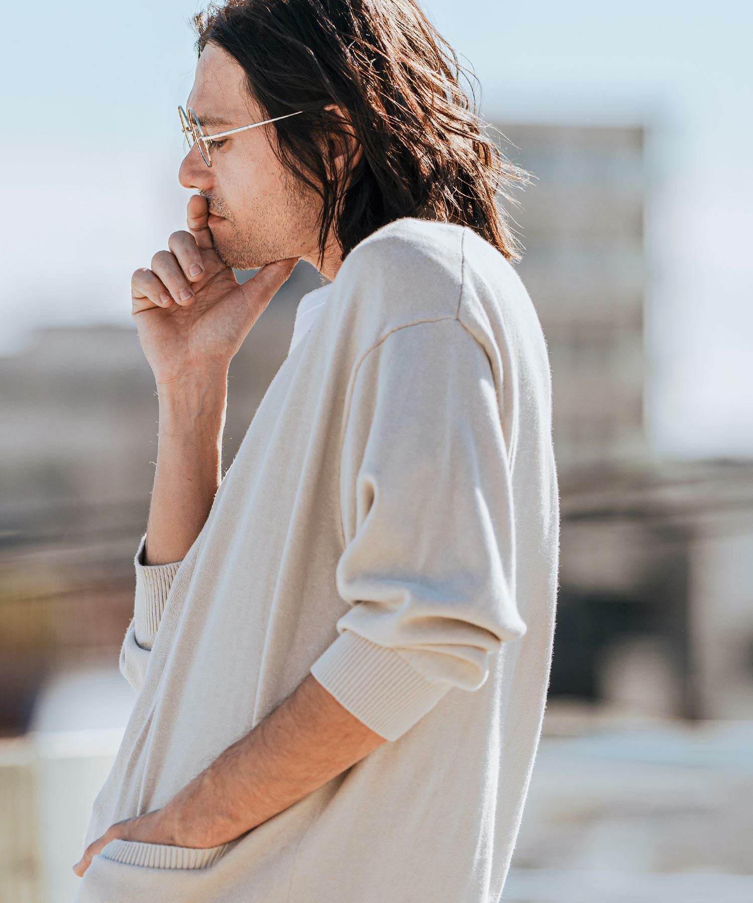 30%OFF【CAMBIO(カンビオ)】High Gauge Cotton Knit 3-4 Sleeve