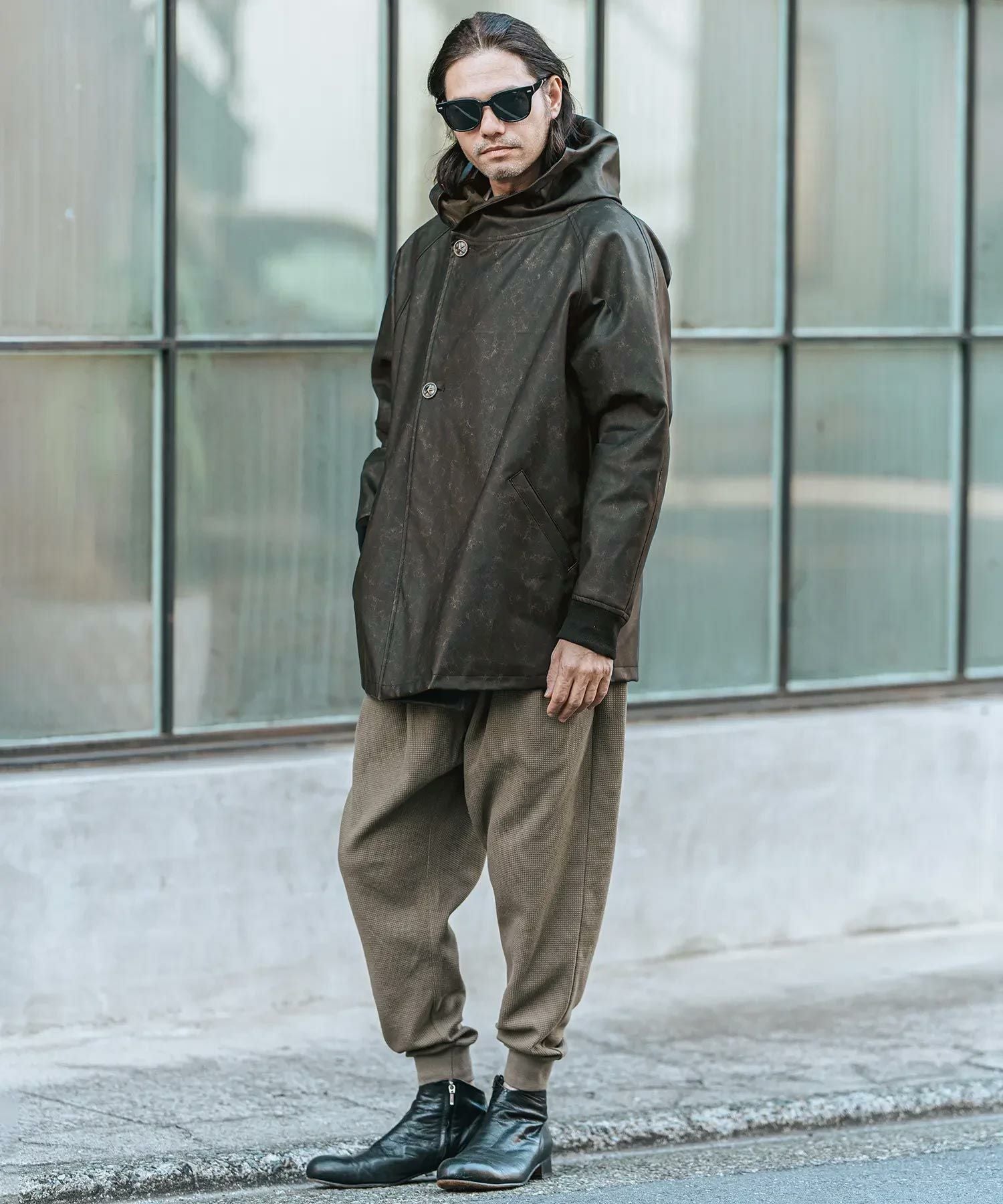 CAMBIO(カンビオ)】Vintage Like Synthetic Leather Poncho Like