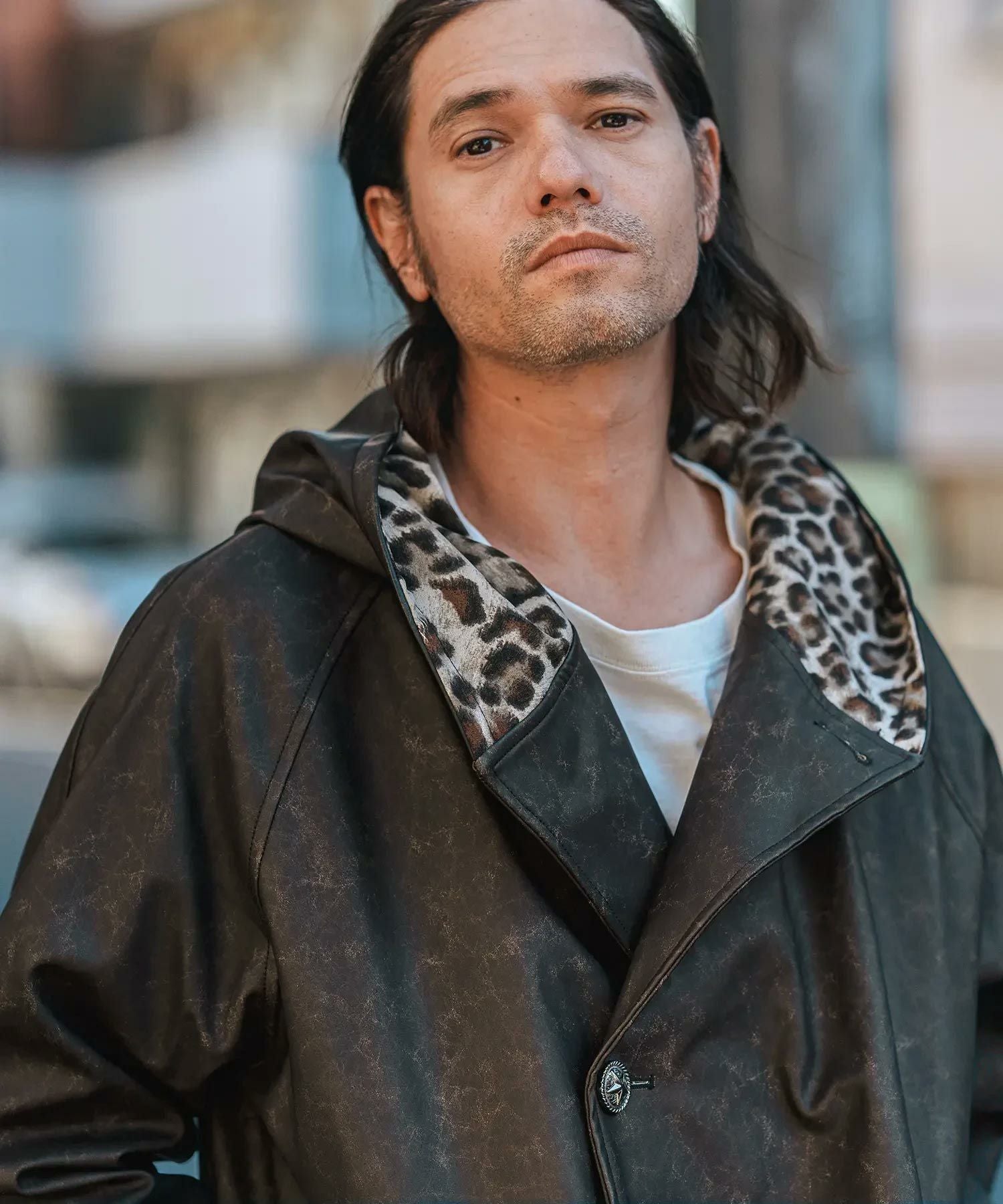 CAMBIO(カンビオ)】Vintage Like Synthetic Leather Poncho Like