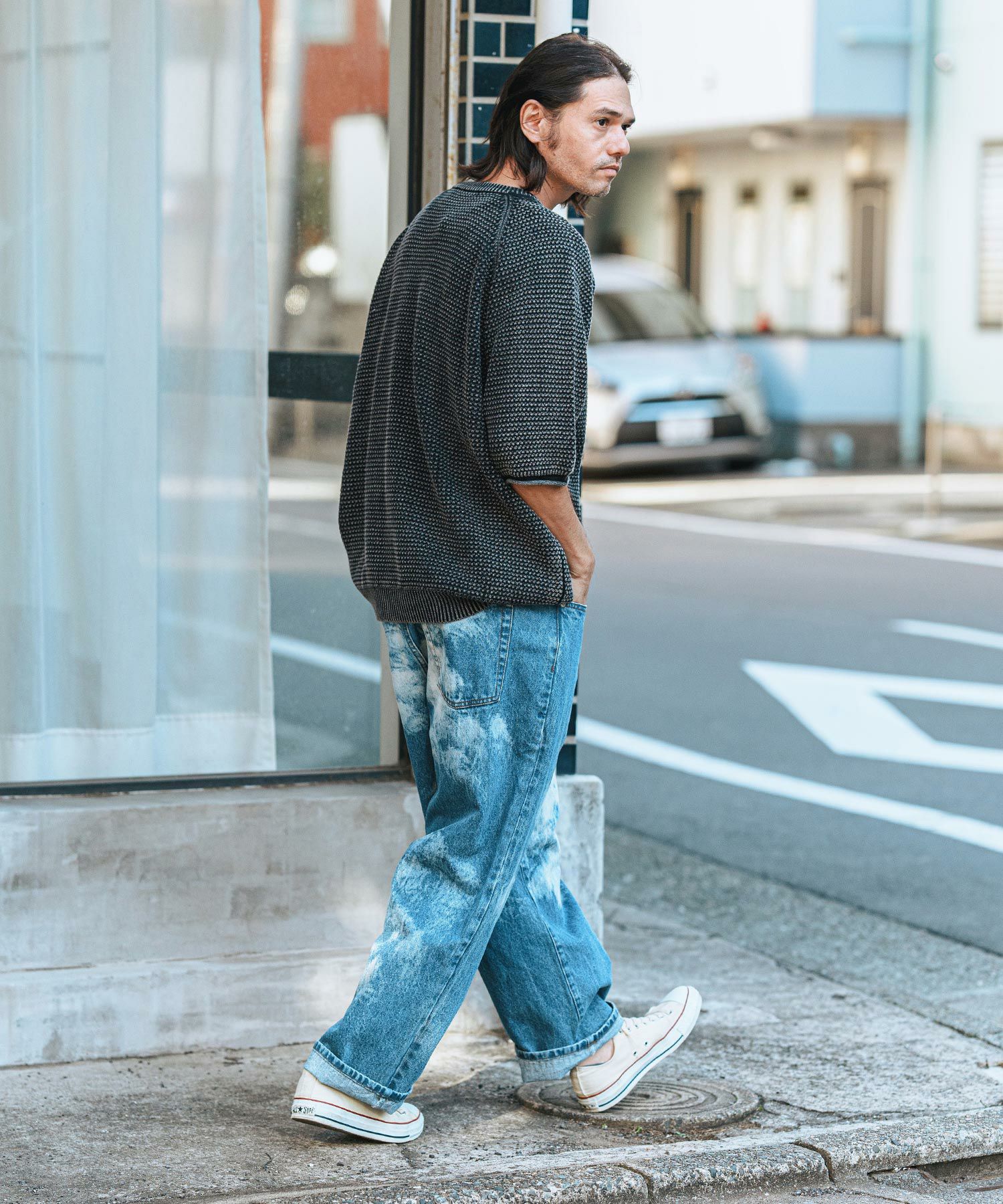 CAMBIO(カンビオ)】Pigment Waffle Knit Short Sleeve Pullover クルー CAMBIO(カンビオ)】Pigment Waffle Knit Short Sleeve Pullover クルー