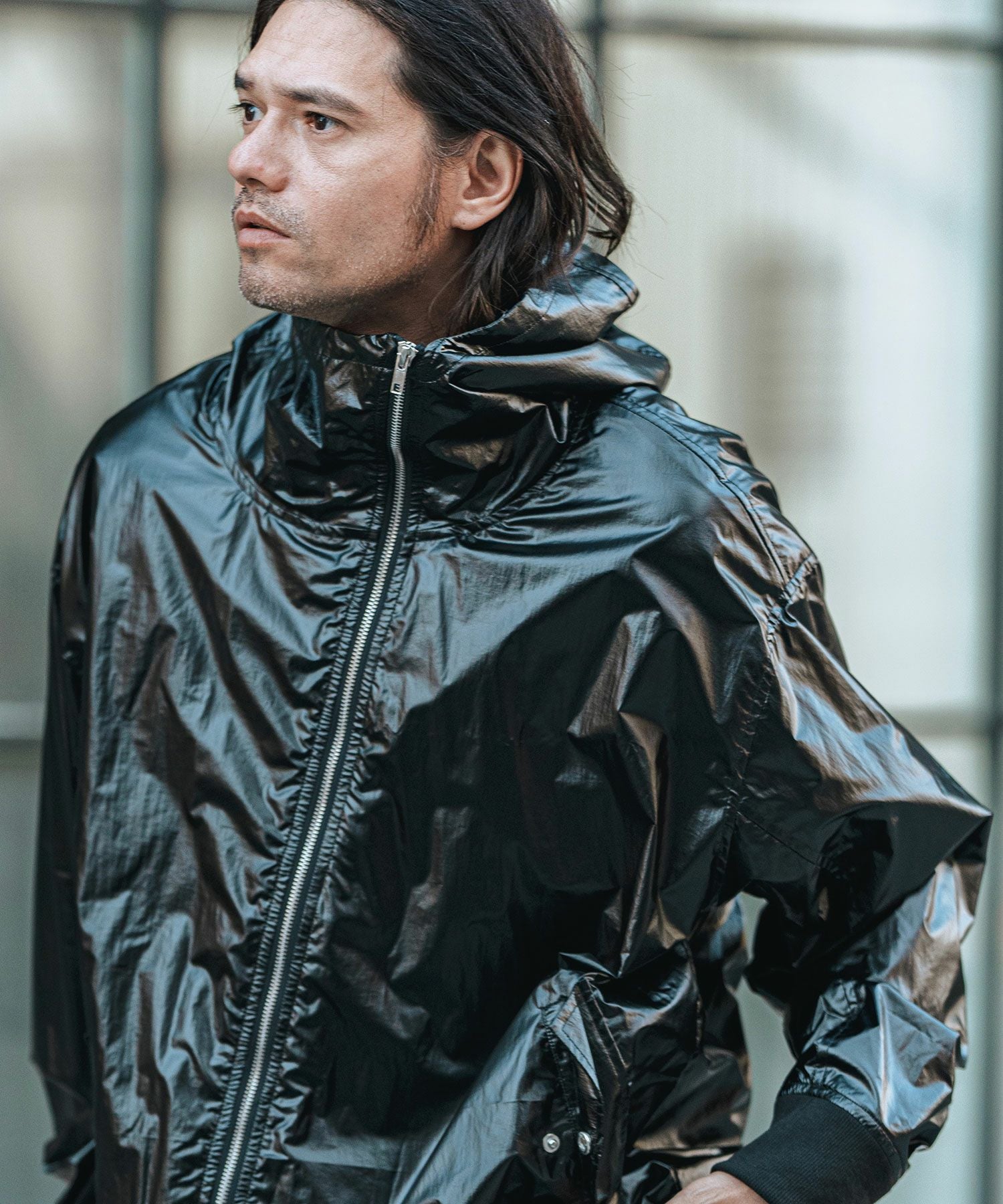 CAMBIO(カンビオ)】Metallic Coating Hooded Blouson ブルゾン(MIU-251