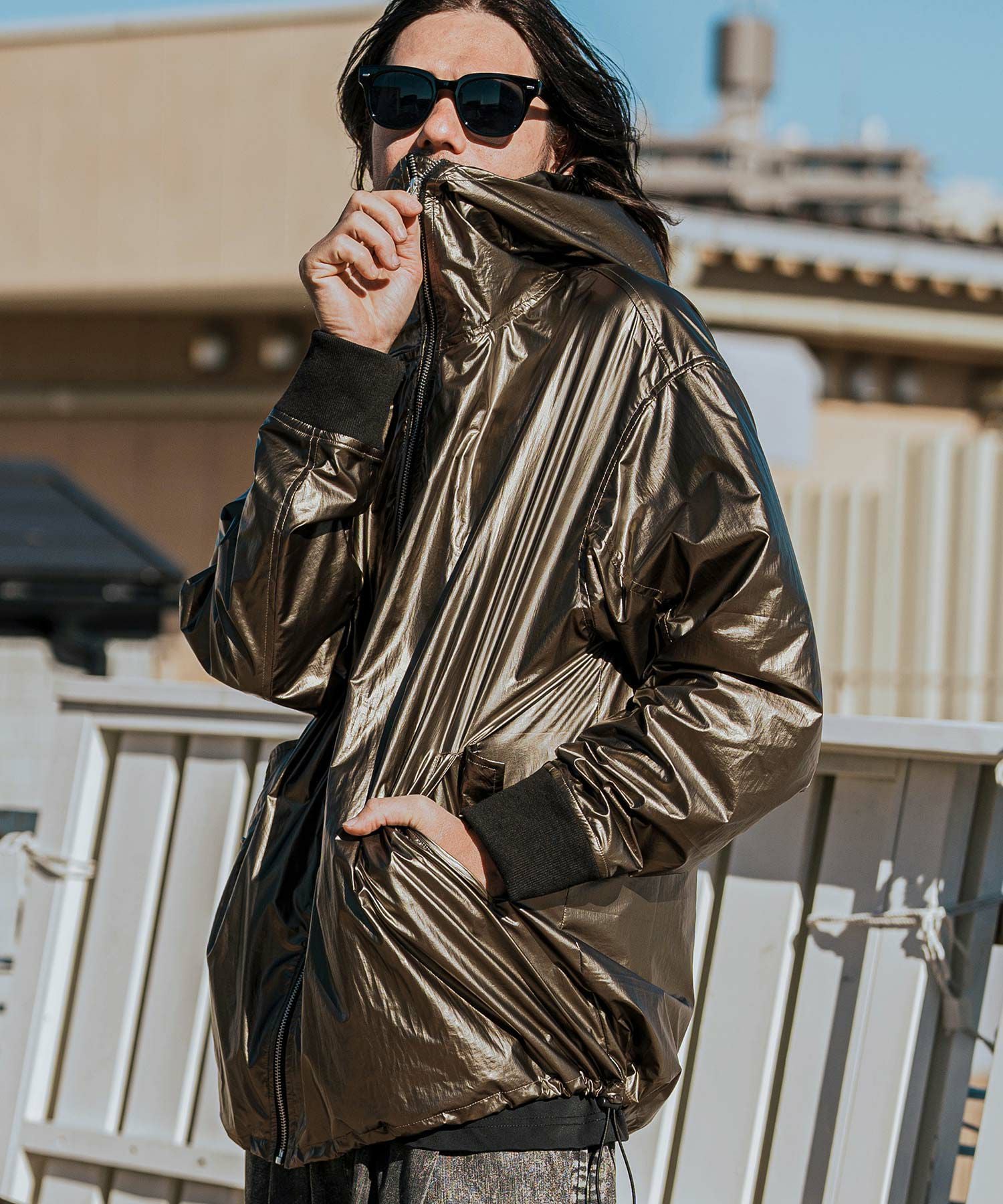 CAMBIO(カンビオ)】Metallic Coating Hooded Blouson ブルゾン(MIU-251